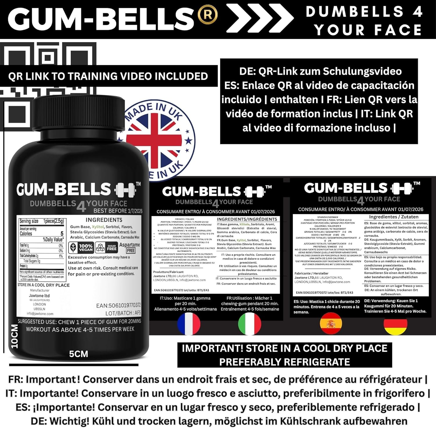 GUMBELLS&reg; Xylitol Jawline Gum &ndash; Ultra Tough Hard Gum | Jawline Shaper & Jaw Exerciser | Mewing & Looksmaxxing Tool | Mint Flavour | Sorbitol + Sugar-Free | 2-Month Pack of (40) image number 5