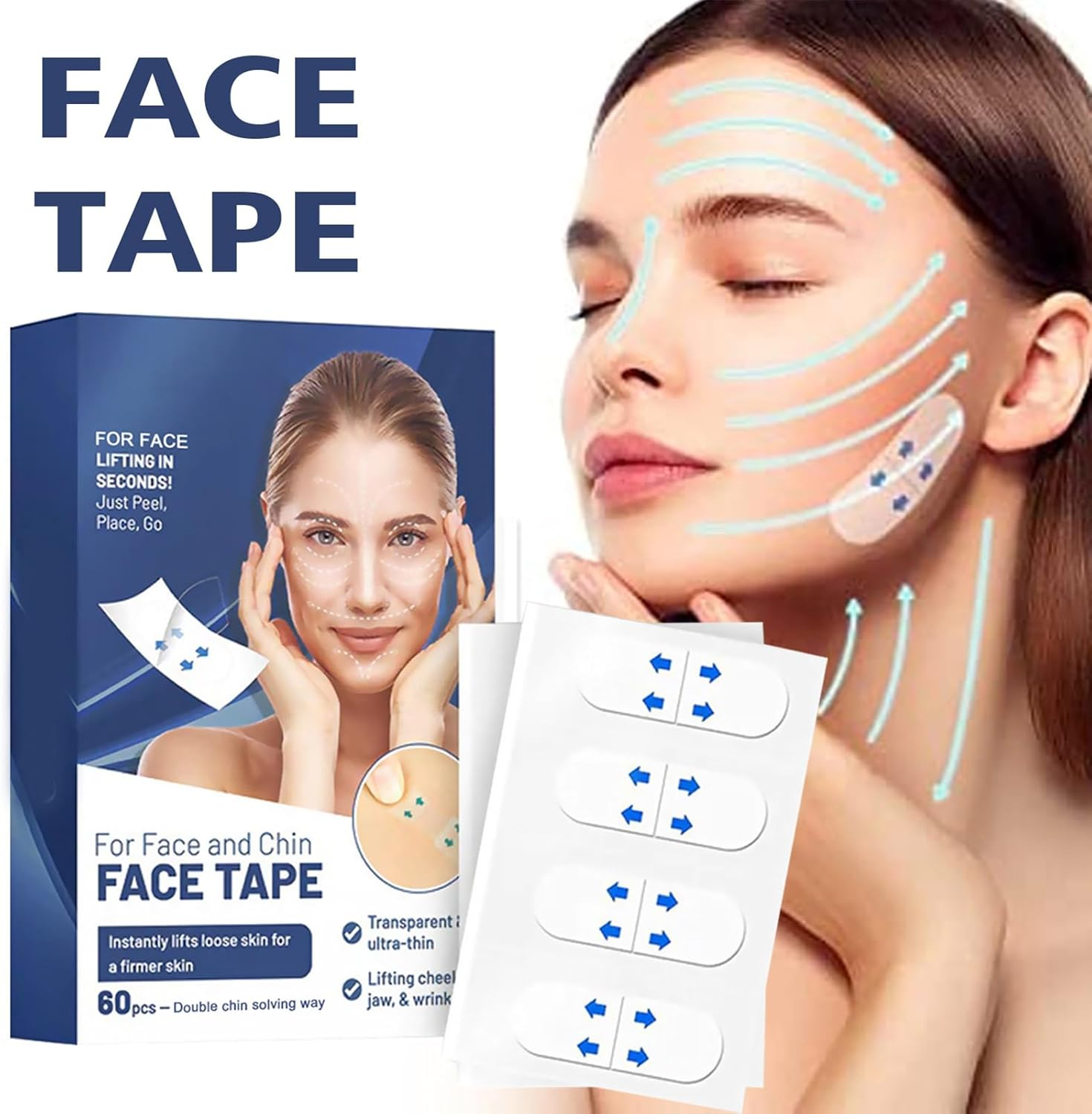 Face Tape | Secret Make up Stickers, Secret Make up Sticker, Facelift Tape for Face Neck, Instant Face Lift Stickers, Face Tape for Wrinkles, Neck Double Chin Puchen image number 3