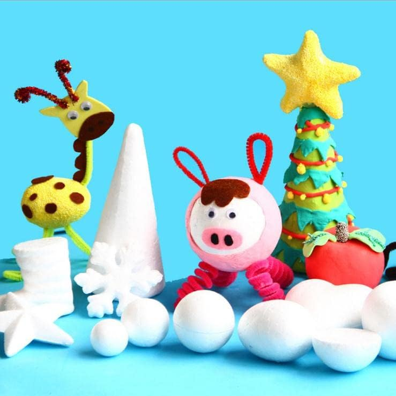 Crafare 2.35 Inch 30 Pack Foam Balls for Crafts White Polystyrene Craft Foam Balls for Art Household School Projects Party Decoration image number 2