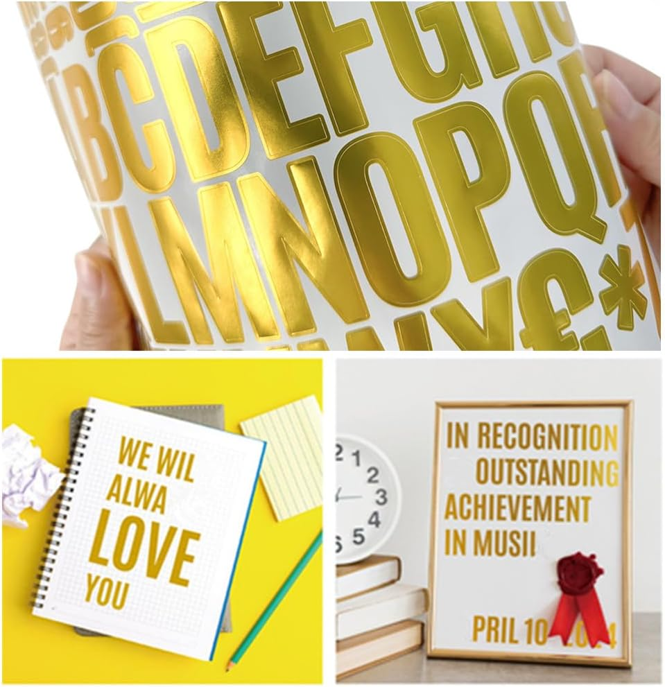 Wanfoou Gold Letter Stickers, 10 Sheets, Self-Adhesive, Classic Style, Alphabet & Number Stickers for DIY Crafts, Greeting Cards, Wedding Invitations, Etc. image number 5