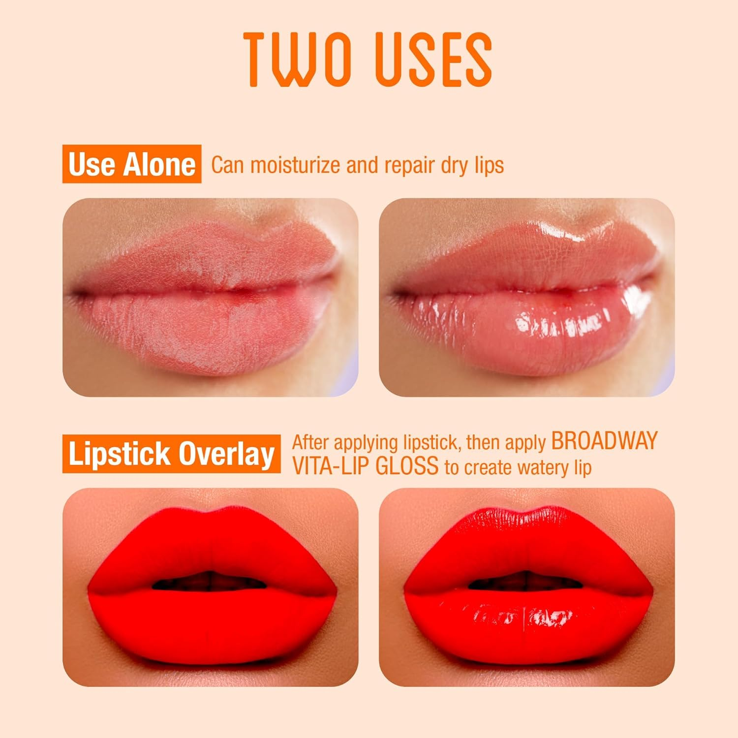 Broadway Vita-Lip Clear Lip Gloss 0.47Oz/14Ml (3PCS - Mango Butter)