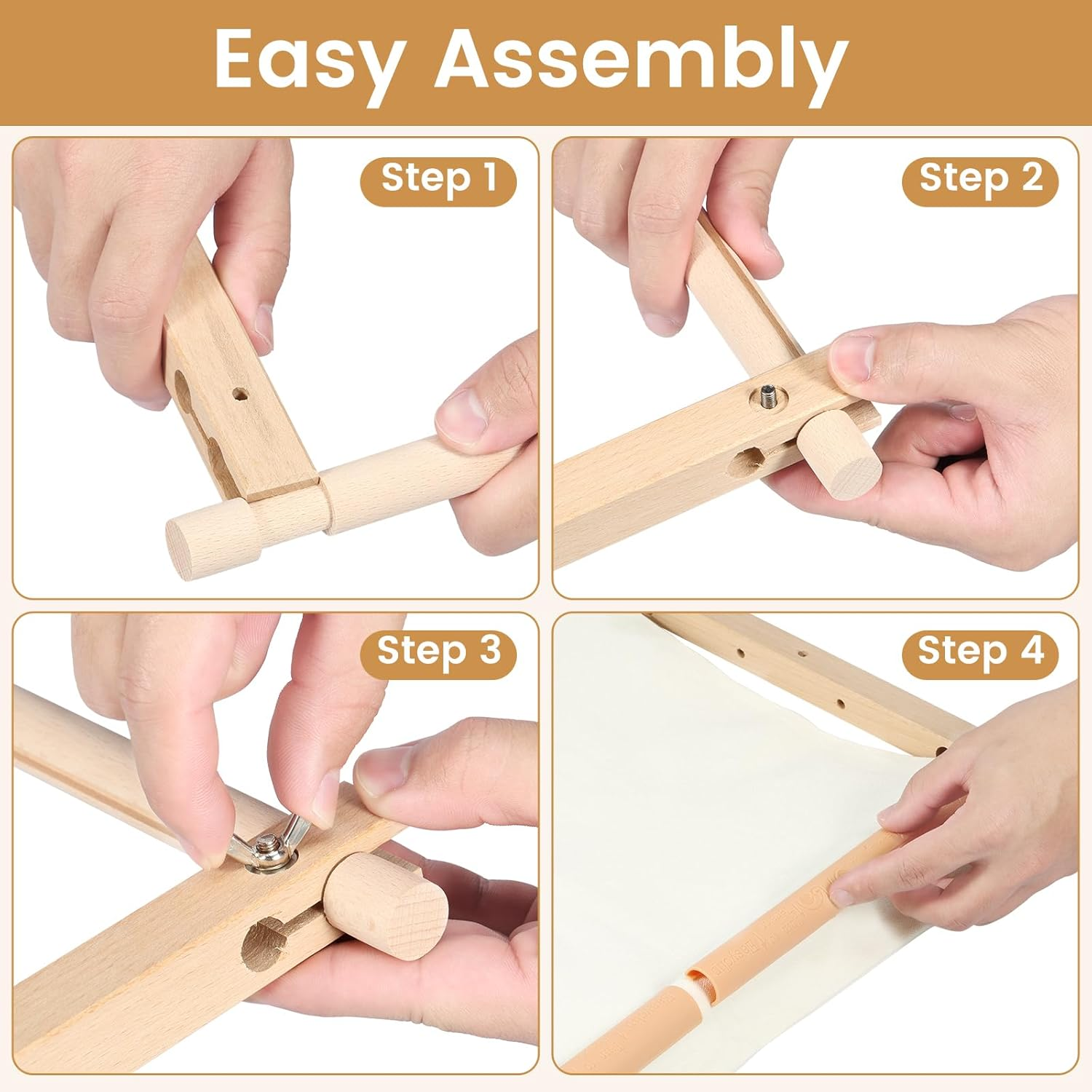 Embroidery Scroll Frame Cross Stitch Tapestry Frame Wood Needlepoint Scroll Frame Embroidery Quilting Frame Stitching Holder Art Craft Tool for Handwork (54.5 X 30.5Cm) image number 5