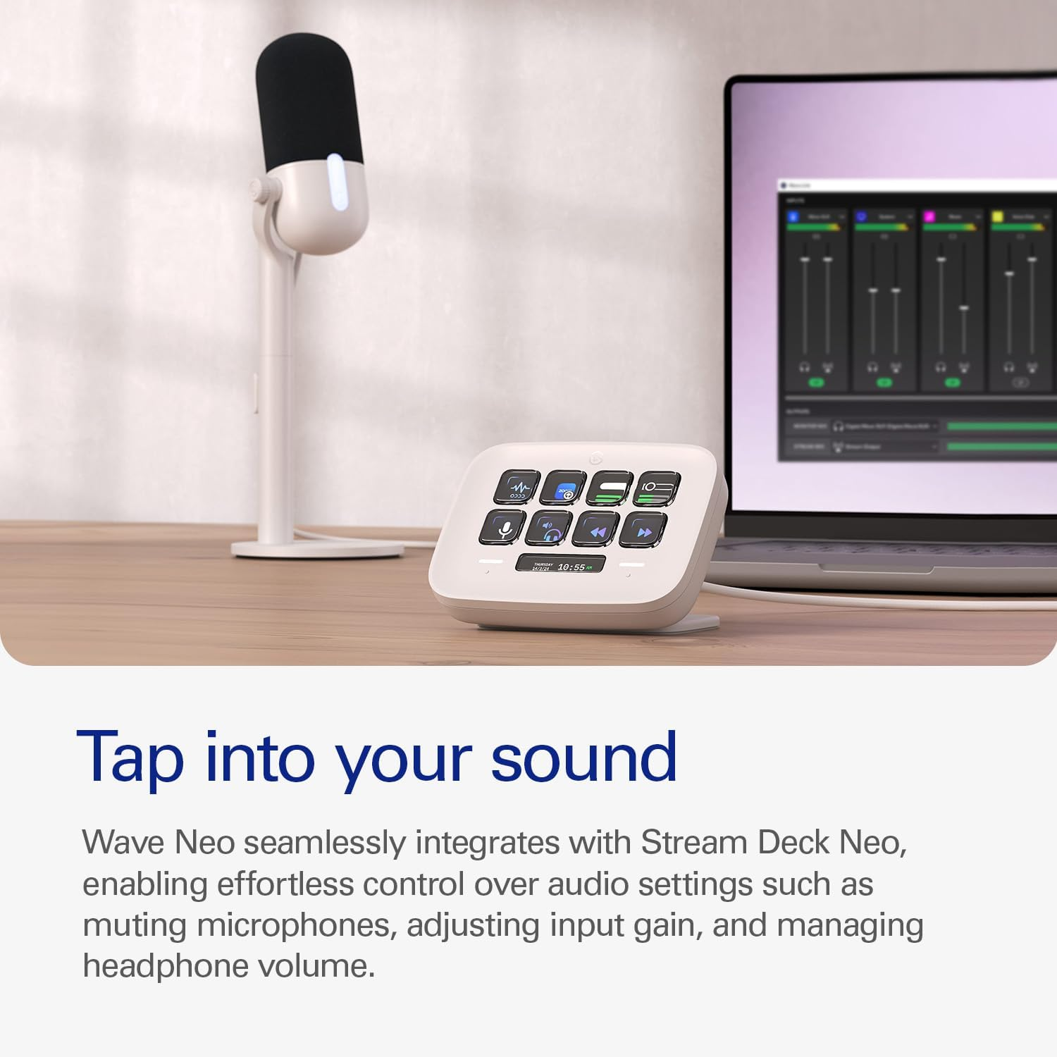 Elgato Wave Neo &ndash; USB Condenser Microphone, Tap to Mute, for Gaming, Streaming, Meetings, Voice Recording on Teams/Zoom/Obs/Twitch/Youtube & More, Plug-&rsquo;N-Play, Works on Laptop, PC, Mac, Ipad, Iphone image number 6