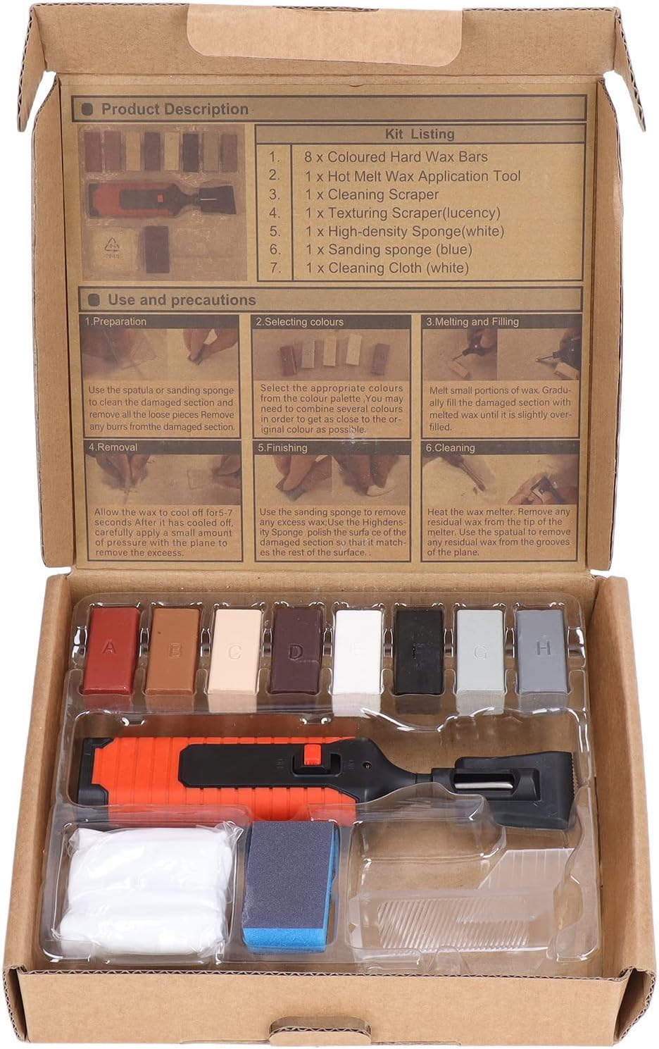 Tile Porcelain Repair Kit, Ceramic Tile Repair Kit with Electric Heating Pen and Wax, 8 Colors Crack Gaps Repairing Tools, for Repairing Cracks, Chips, Shower Gaps image number 6