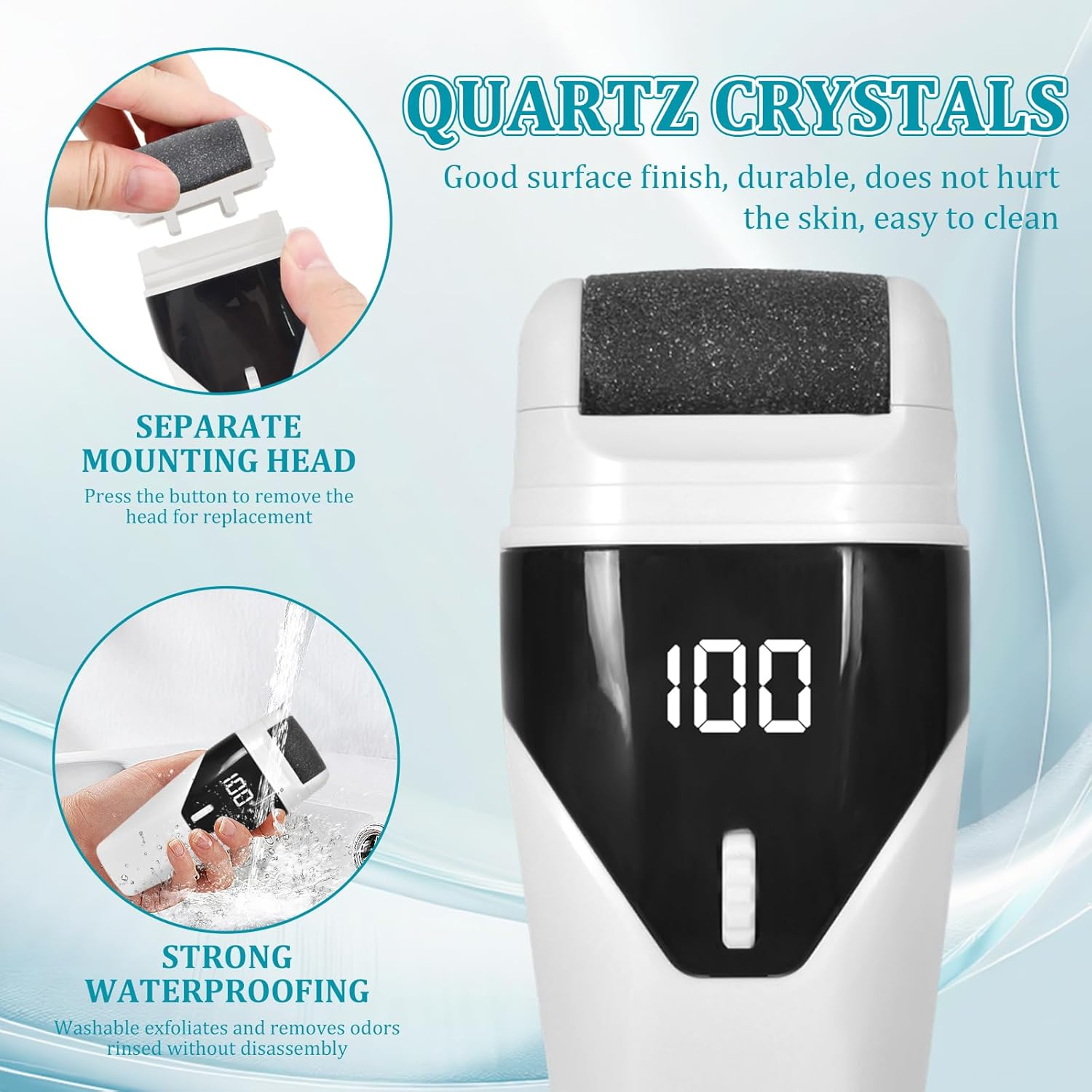 Electric Callus Remover with 3 Replacement Rollers, Callus Removal, Electric Callus Remover, Foot Care Device, Pedicure Set, Electronic Foot Care Callus File, Rasp Files for Foot Care image number 5