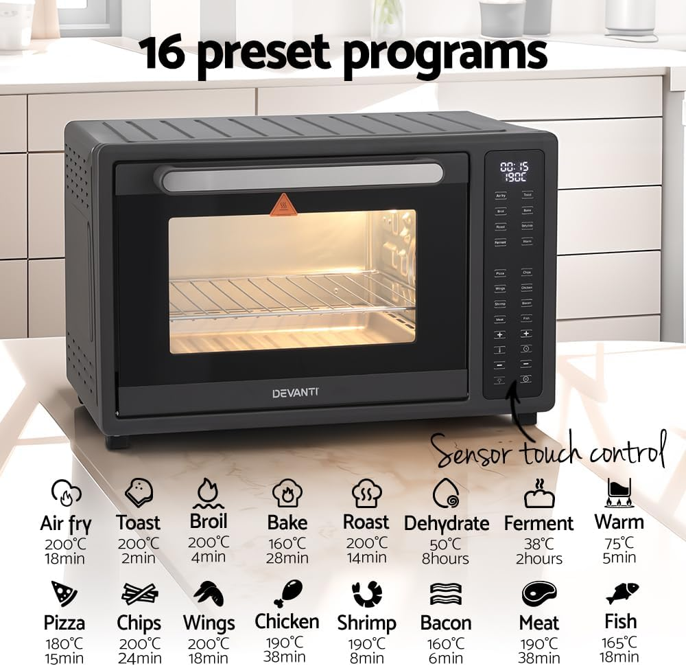 Devanti Air Fryer 32L Fryers Oven LCD Touch Healthy Cooker Oil Free 1700W image number 5