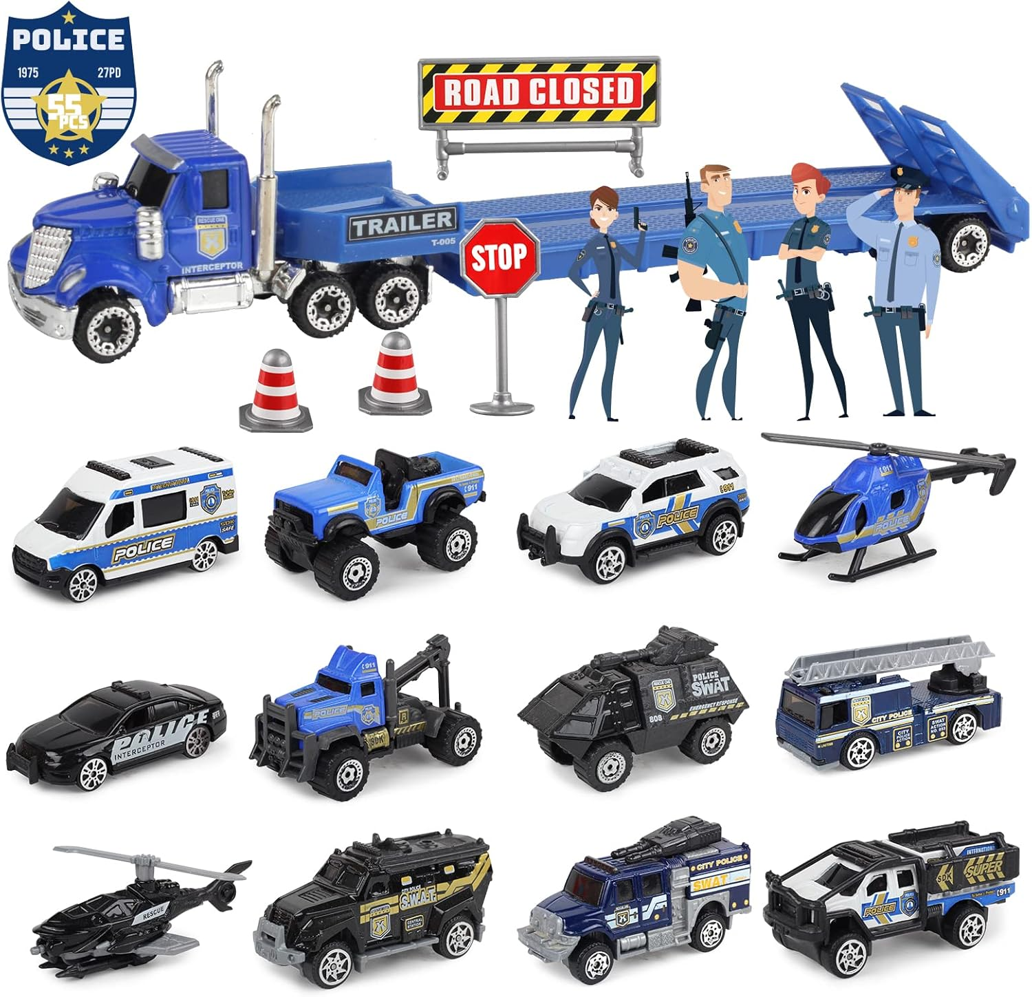 Oriate Kid'S Farm Tractor Vehicle Playset, Diecast Car Set Educational Mini Farm Animals with Flatbed Trailer, 1:64 Scale, 3+ Years, Classic Style