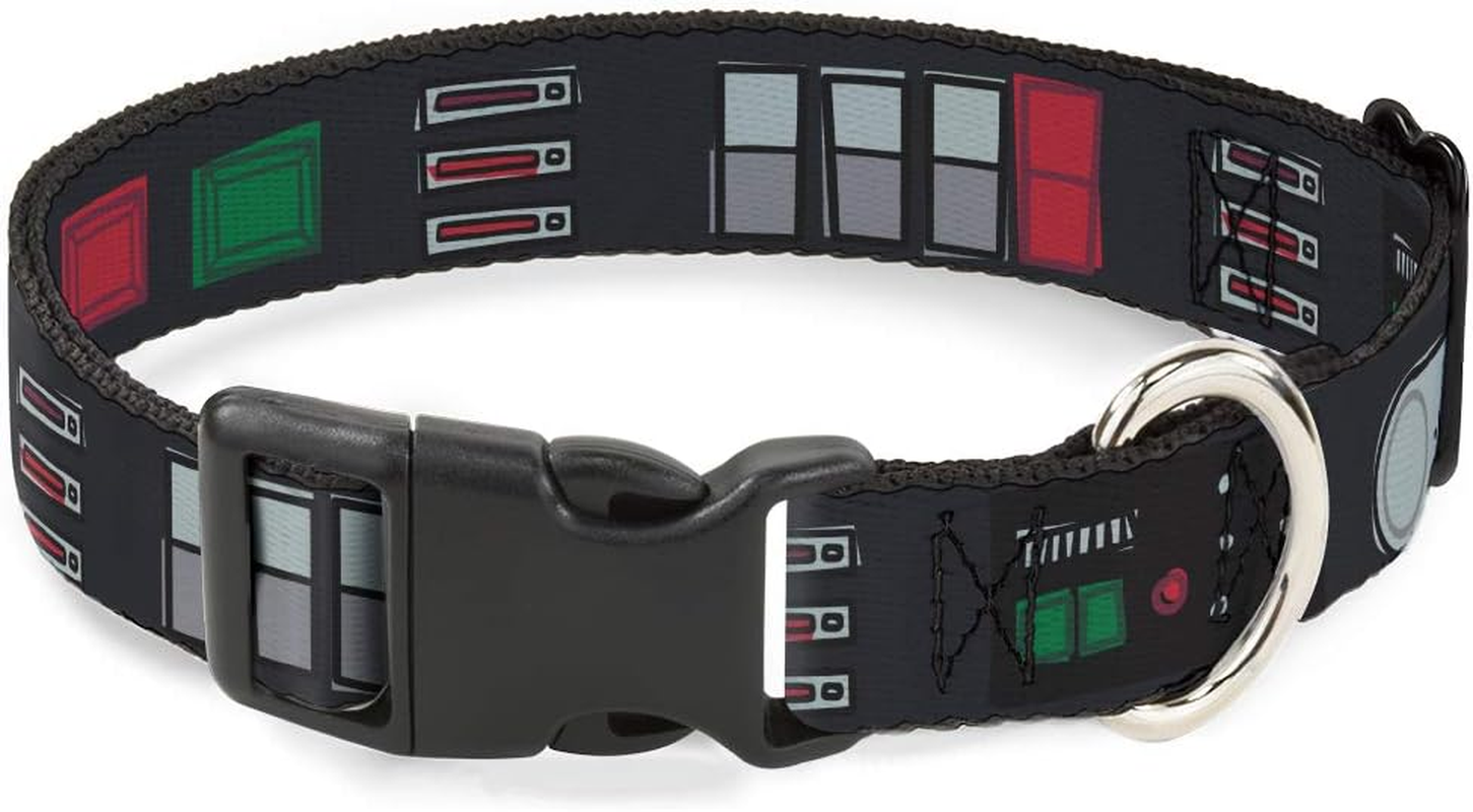 Dog Collar Plastic Clip Star Wars Darth Vader Utility Belt Bounding3 Black Grays Reds 15 to 26 Inches 1.0 Inch Wide image number 2