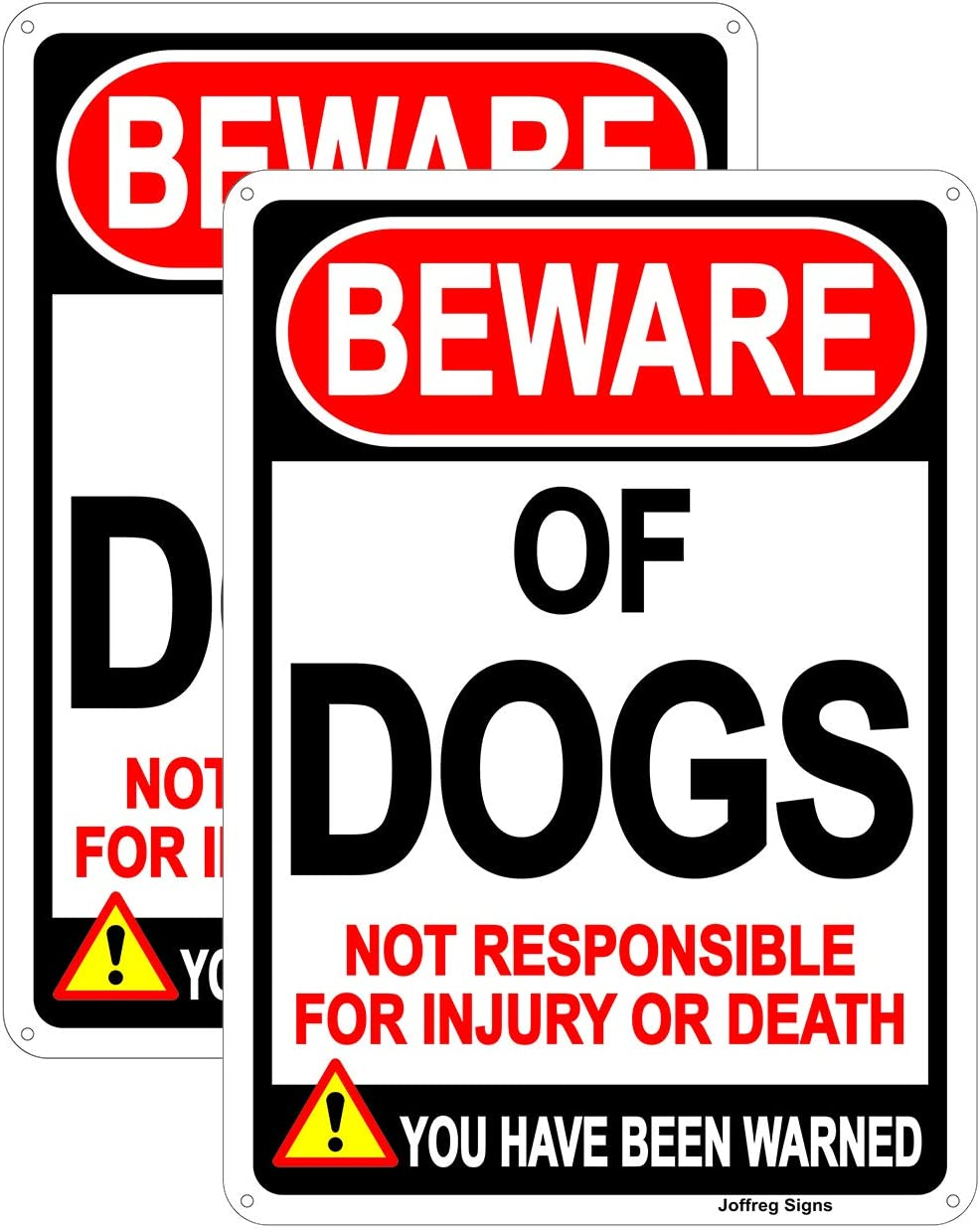 Joffreg Beware of Dogs Sign,Dog Warning Sign,18 X 25 Cm,Reflective Aluminum,Uv Printed,Weather Resistant,Waterproof,Durable Ink,Easy to Mount,Indoor or Outdoor Use,2 Pack image number 6