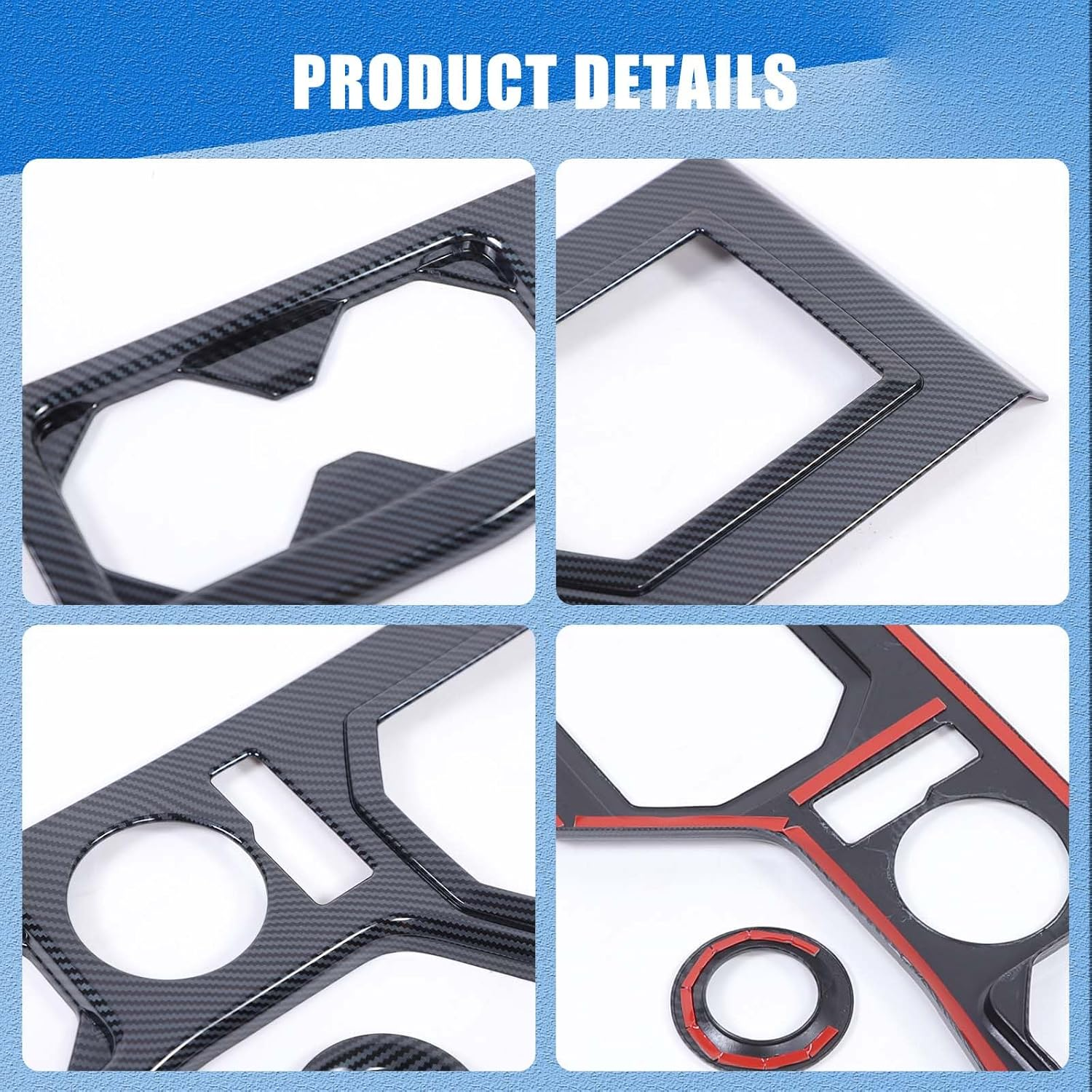 Gear Shift Panel Trim Compatible with Mitsubishi Triton 2024-2025 Accessories, Gear Shift anti Scratch Protector Cover ABS Material, RHD (Carbon Fibre Pattern) - Glossy Black image number 5