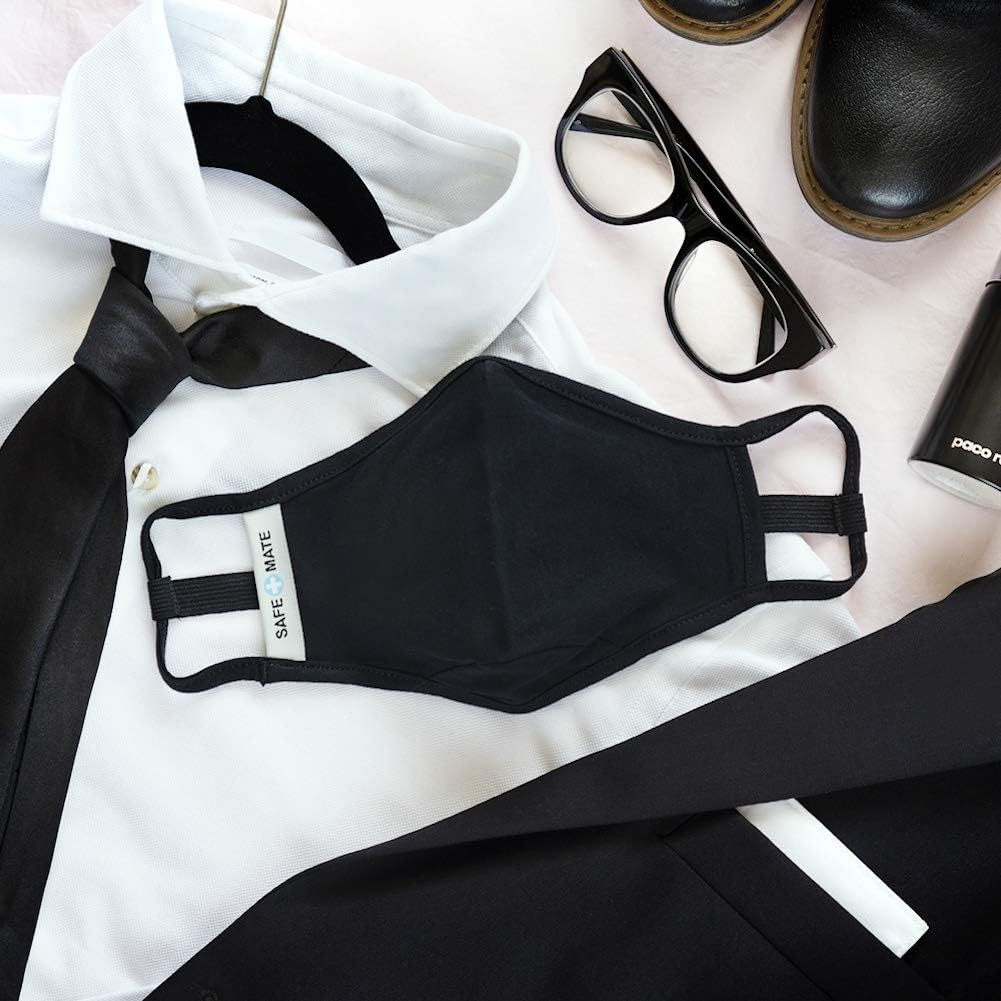 Safe+Mate X Case-Mate - Cloth Face Mask - Washable & Reusable - Adult L/XL - Cotton - with Filter - Black image number 3