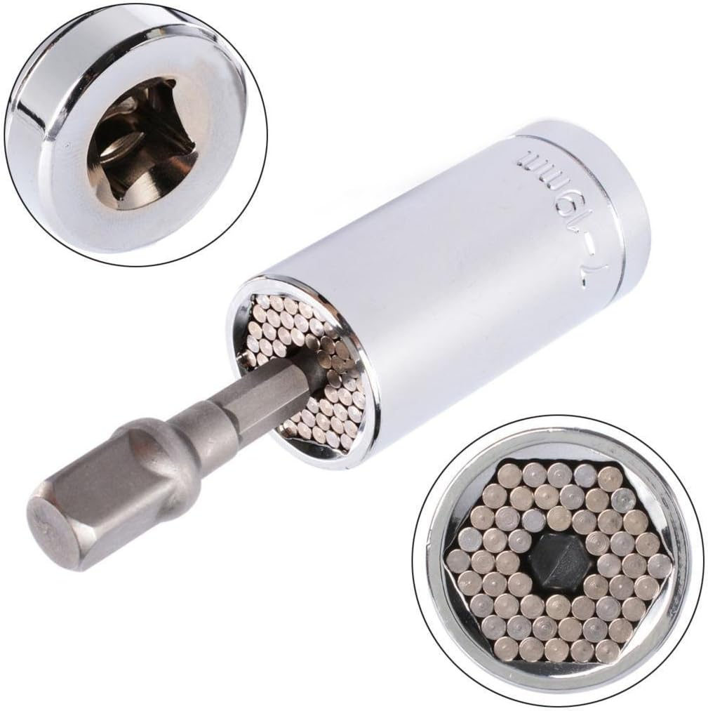 NUZAMAS Socket Wrench Multi Function Self-Adjusting Magic Grip Universal Socket Ratchet Wrench Set 1/4-3/4 Inch with Power Drill Adapter - Repair Kit 3 Pieces Set image number 4