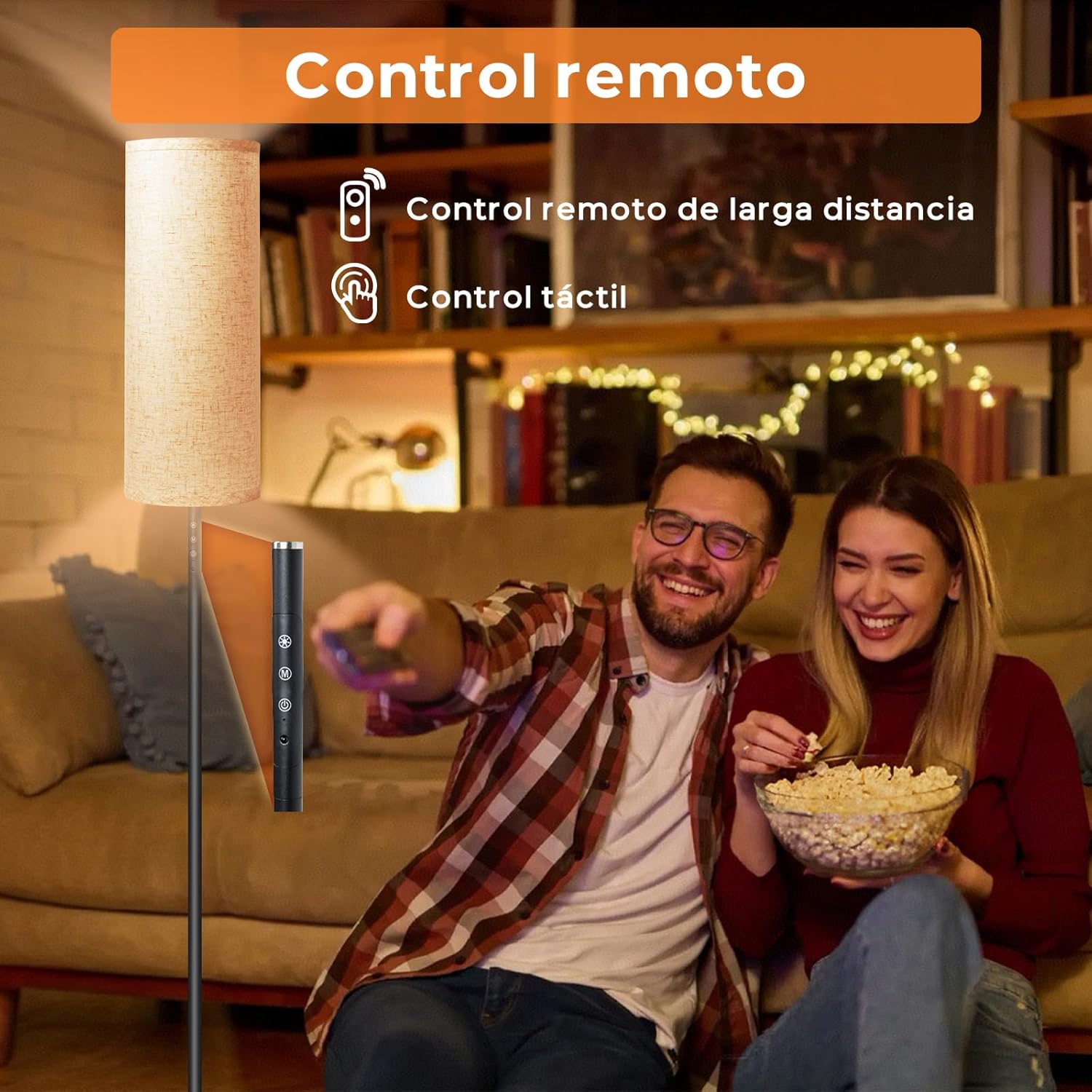 Crospin Dimmable LED Floor Lamp, Floor Lamp for Living Room, 3 Color Temperatures, Remote and Touch Control, Modern Standing Lamp Suitable for Office, Bedroom, Living Room(Long Linen Lampshade) image number 2