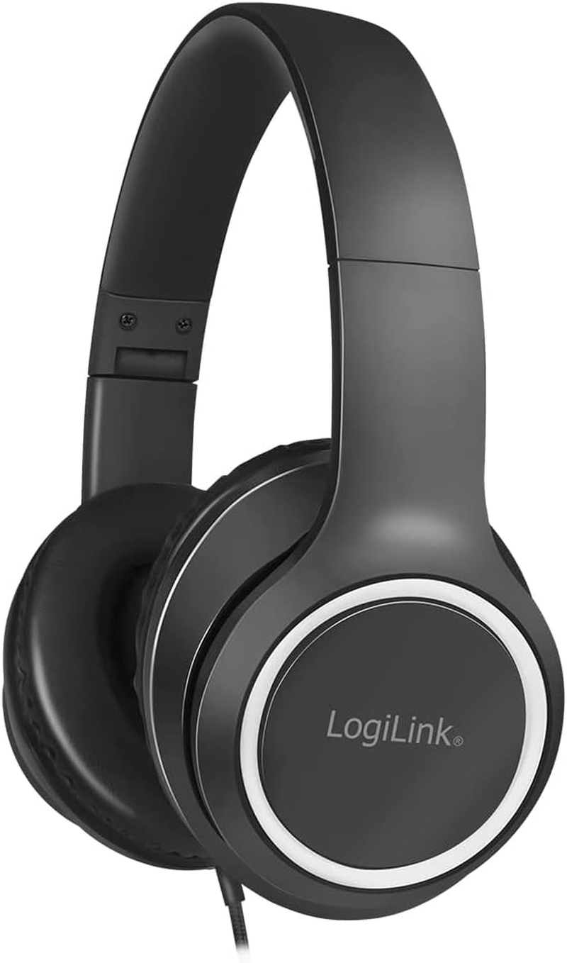 Logilink HS0053 Stereo Headset with Microphone, with Integrated Controls, Soft Over-Ear Ear Ear Pads and Easily Adjustable Headband