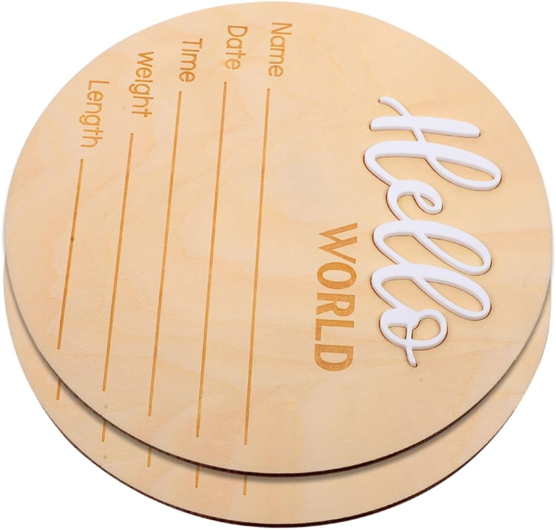 2Pcs Wooden Name Sign Announcement Sign for Newborn Photo Prop Decor for Nursery Cards image number 4