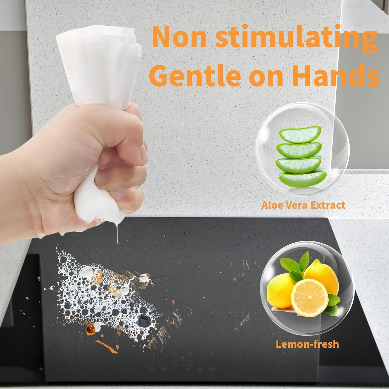 VIETDAI Kitchen Cleaning Wipes for Microwaves and Cooktops XL Multi-Surface Cleaning Wipe with Lemon Scent Stove Top Cleaner, Easily Removal Grease and Grime - 160 Count image number 5