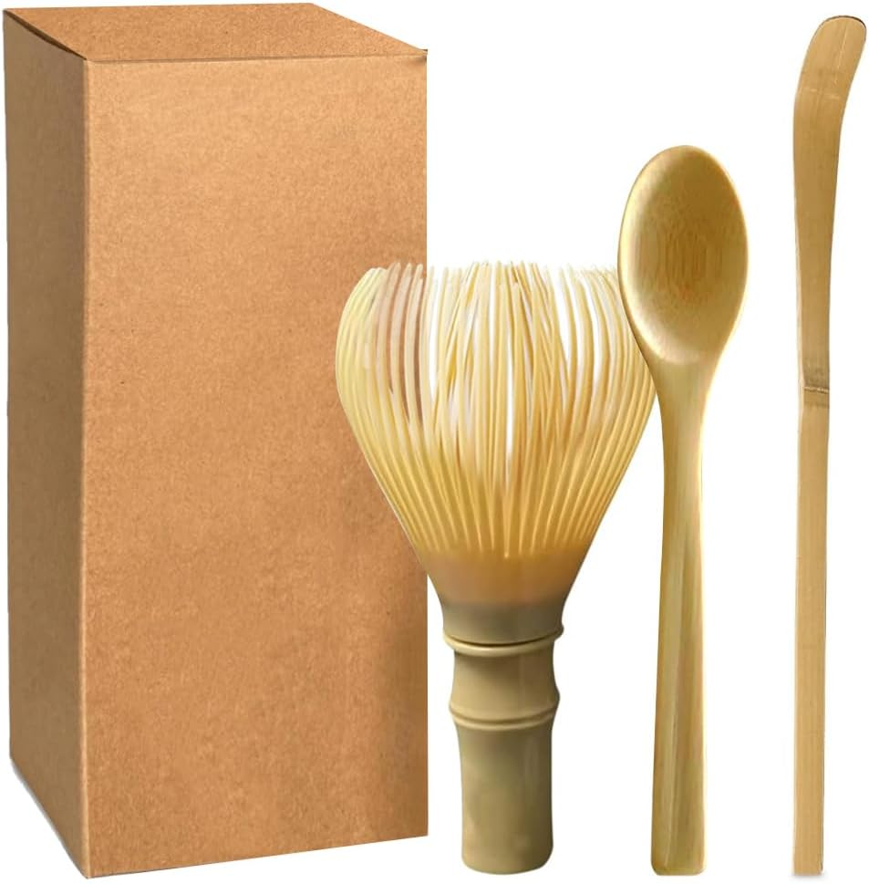 Resin Matcha Whisk Chasen Brush Tools for Matcha Green Tea Powder Reusable Powder Whisk with Whisk Holder Tea Ceremony (Yellow)