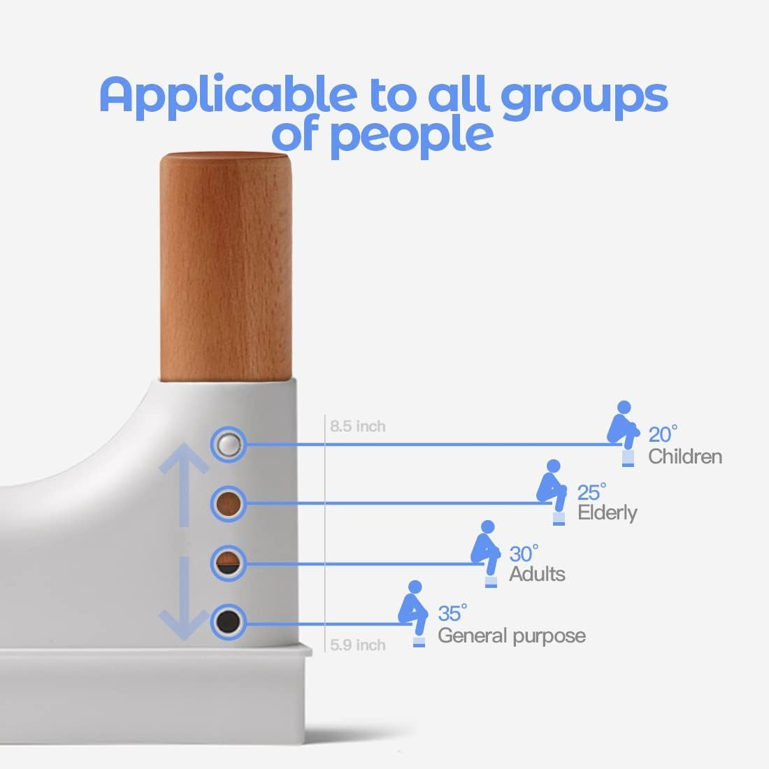 Height Adjustable Toilet Stool for Adults and Kids - Bathroom Step Stool, Heavy Duty Squatting Poop Aid, Anti-Slip Waterproof Foot Potty - Wood Highlight image number 6