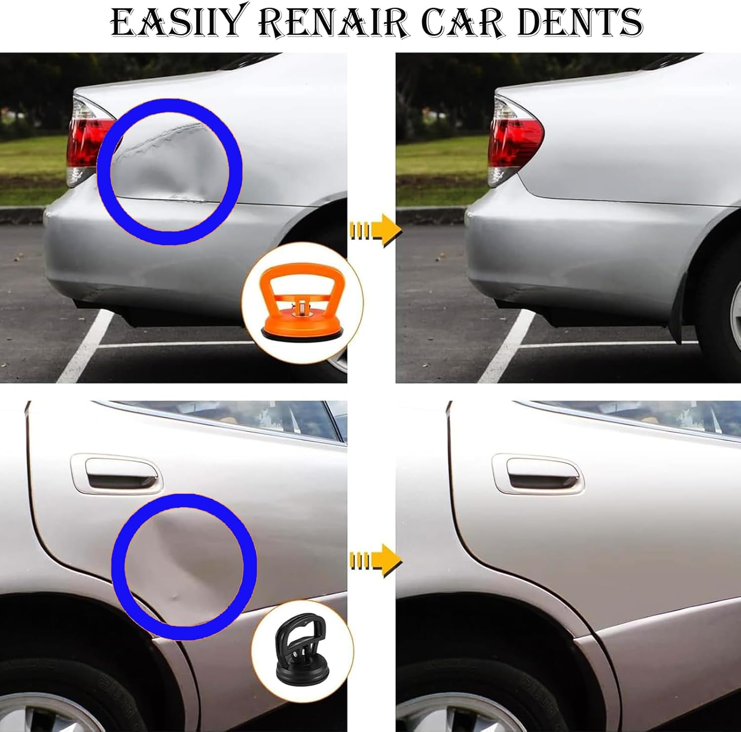 3 Pcs Automotive Dent Removal Tool,Powerful Suction Cup Repair Tool,Automotive Suction Cup Dent Remover and Dent Repair Kit,For Automotive Body Repair Tools,Glass, Screens,Tiles,Mirrors image number 2