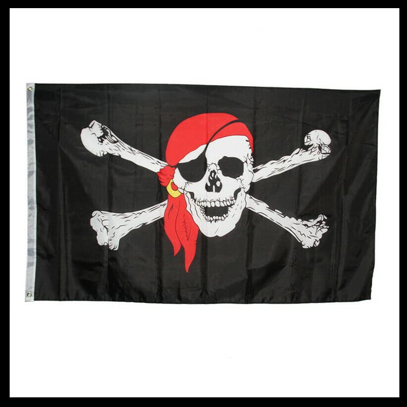 AIMALL 90X150Cm Large Pirate Flag Jolly Roger Skull & Crossbone Flags Party Accessory 3 X 5 Ft - for Themed Events, Costumes image number 1