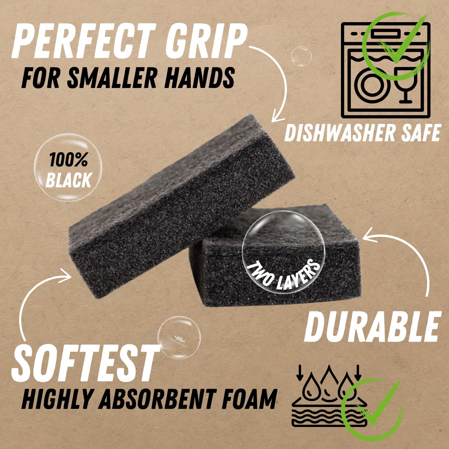 Black Sponges for Dishes 16 Pack