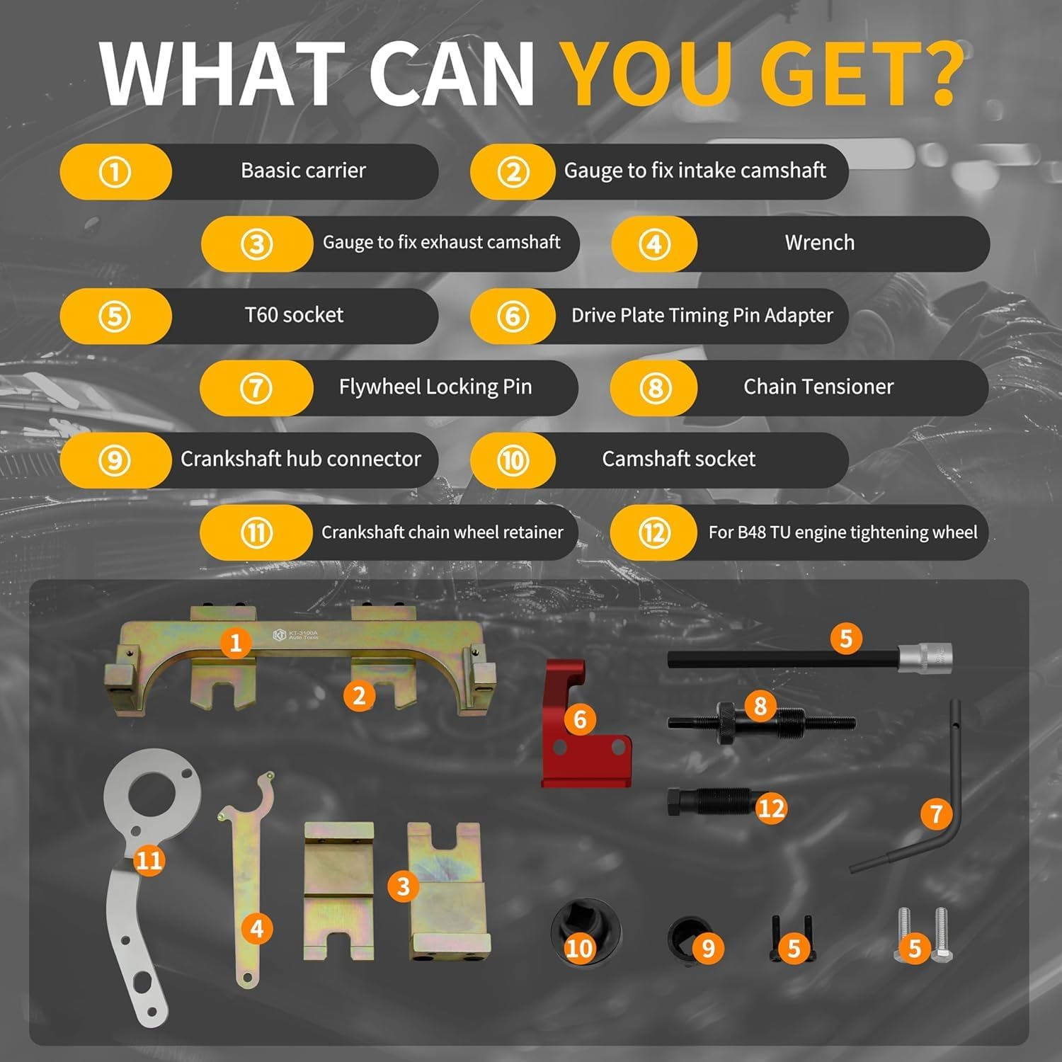Engine Timing Tool for BMW MINI B38 A15 A12 B48 A20 B58 Engine Camshaft Timing Alignment Lock Tool Kit Camshaft Fixing Alignment Tool Kit Compatible Engine Camshaft Array Timing Tool Kit image number 6
