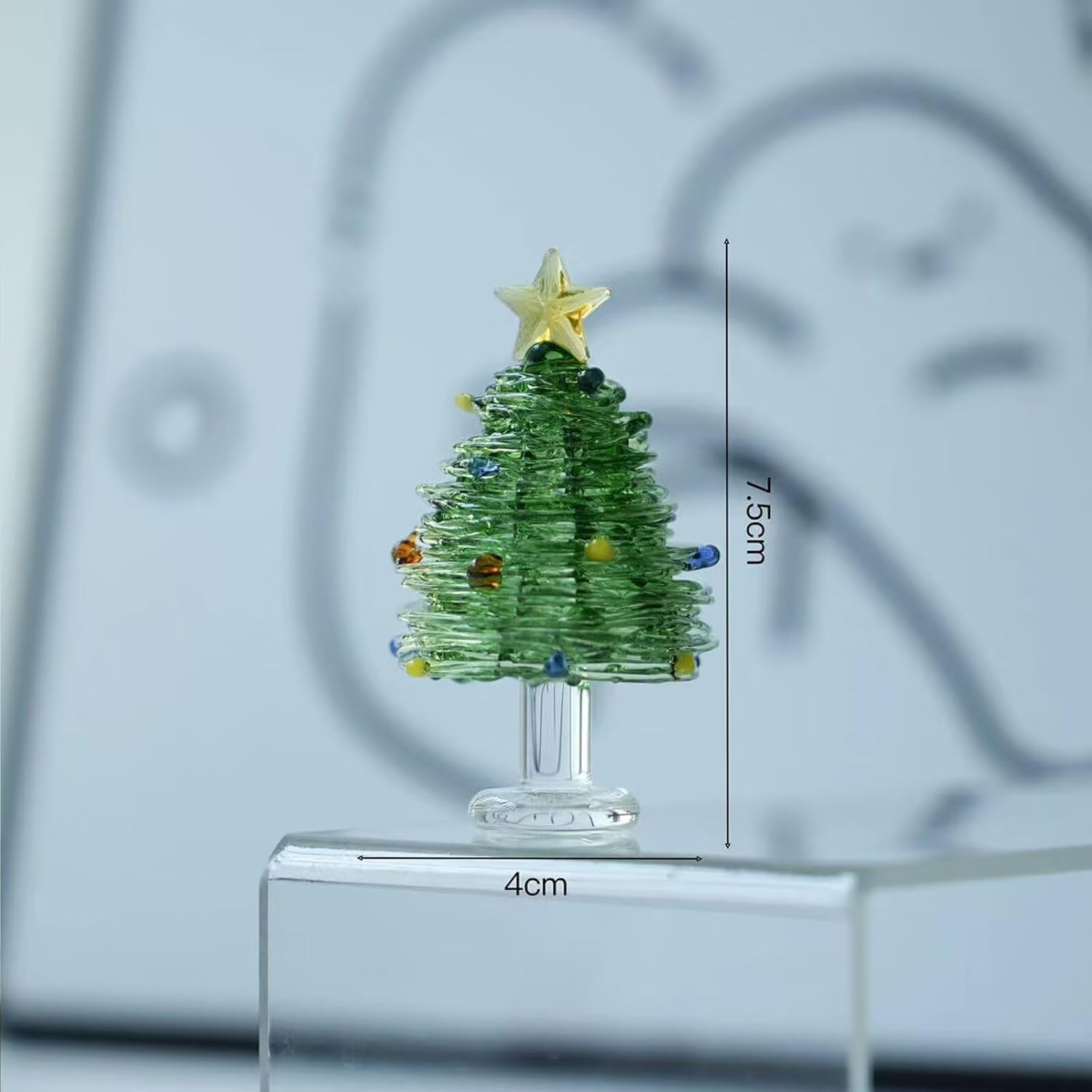 Glazed Glass Christmas Tree,Mini Small Tabletop Crystal Christmas Tree Figurines Home Decor,Collectible Art Glass Christmas Tree Statue for Bedroom, Collector'S Item image number 6