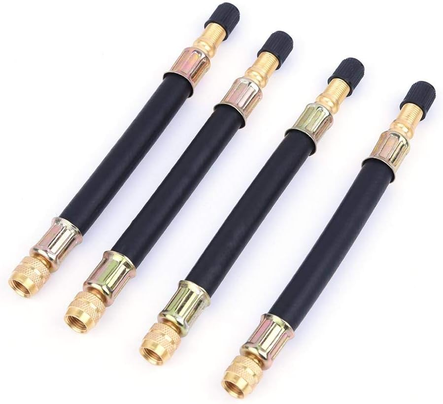 Tyre Valve Extension Adapter, 4 X 140 Mm Flexible Tyre Valve Extension Tyre Wheel Truck Transit Adapter + Clamps