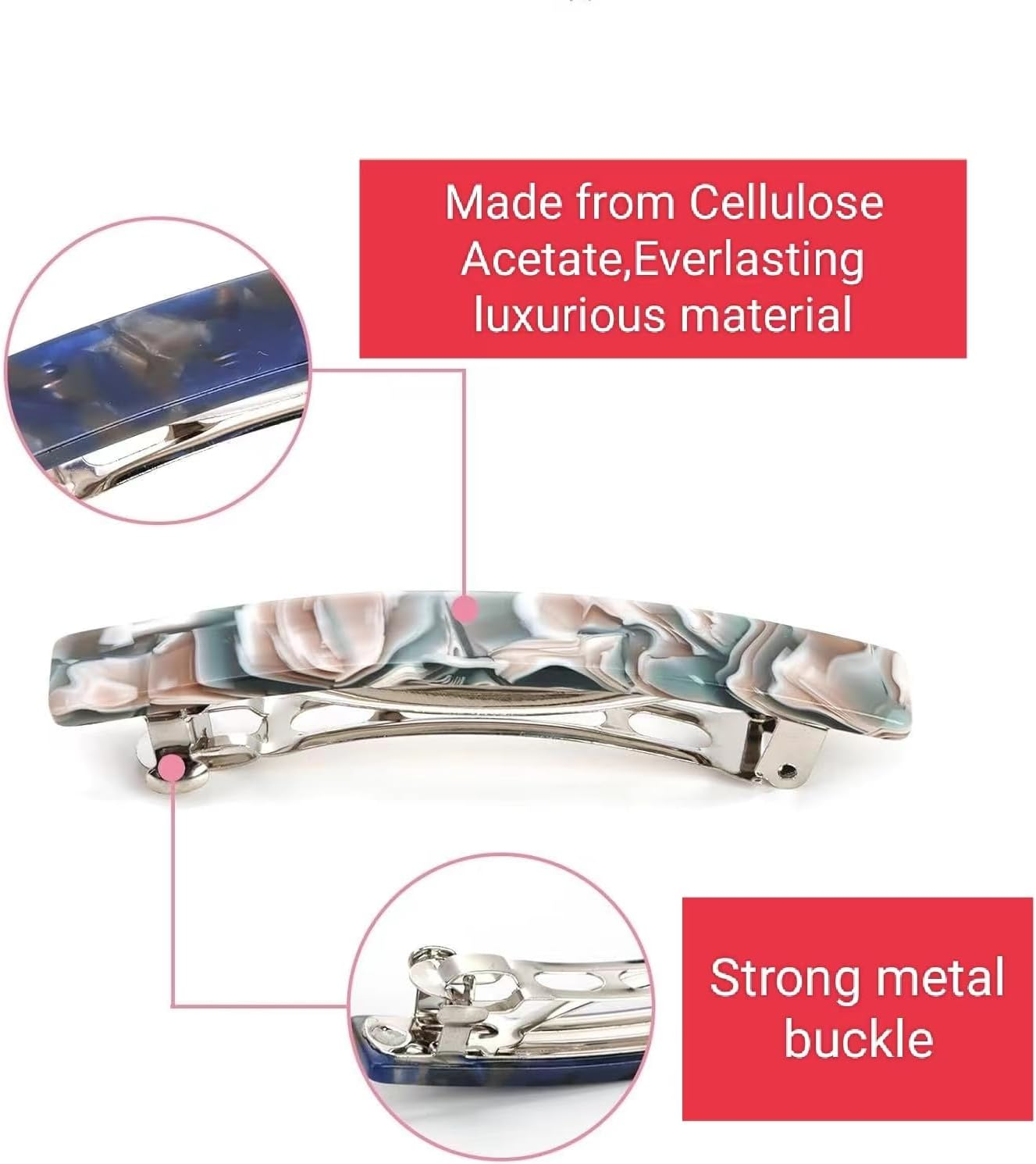 TOOGABBIE 4PCS Elegant Barrette Hair Clips for Women,French Hair Clip Set with Unique Designs, Tortoise Shell Celluloid Rectangle Hair Clips for Any Occasion image number 5