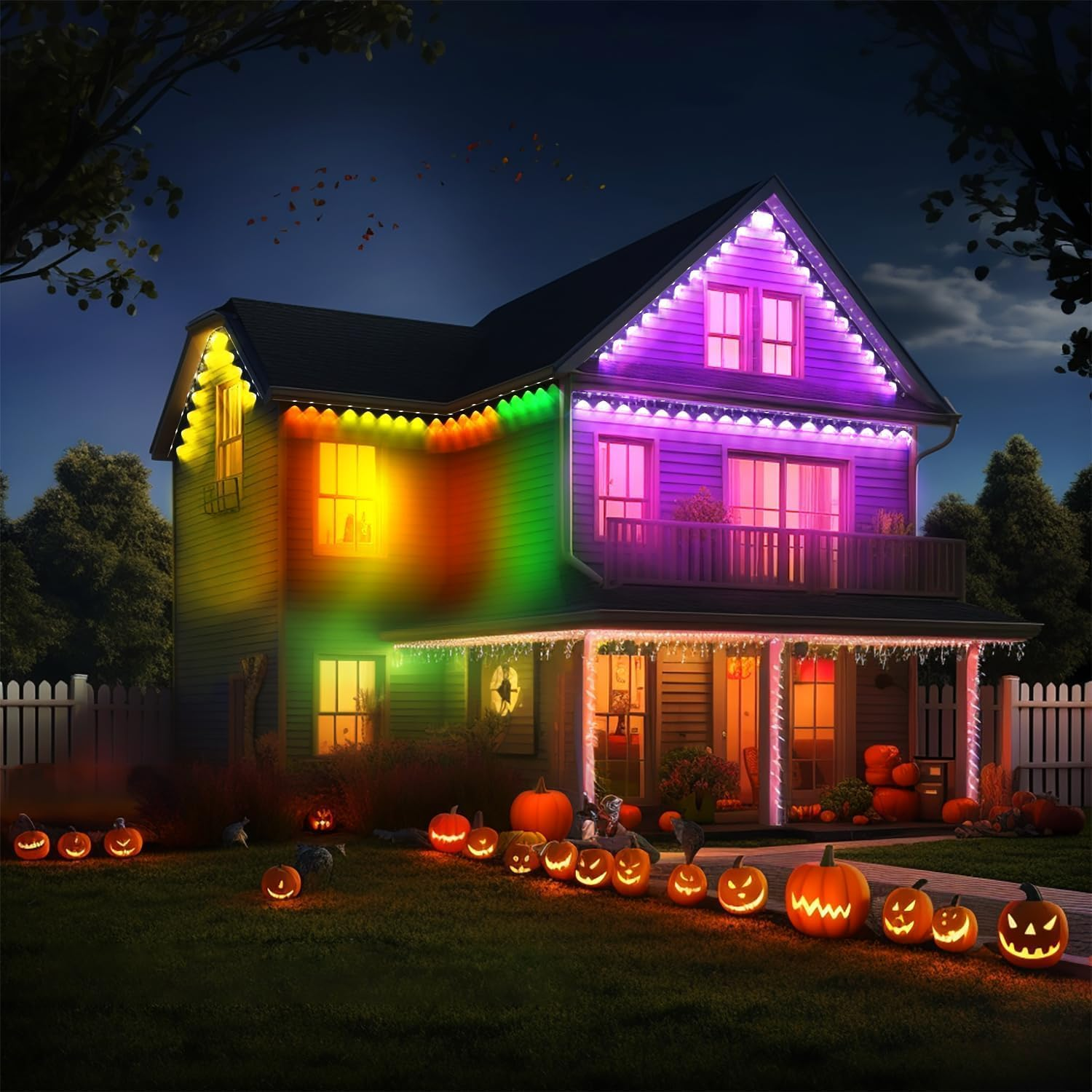 Permanent Outdoor Lights - 49Ft Smart RGB Outdoor Lights, Strips Waterproof Outdoor IP68 outside LED Eaves Lights with App Control,Music Sync Strip Lights for Eave, Roof, Party,Garde,Room Decor image number 2