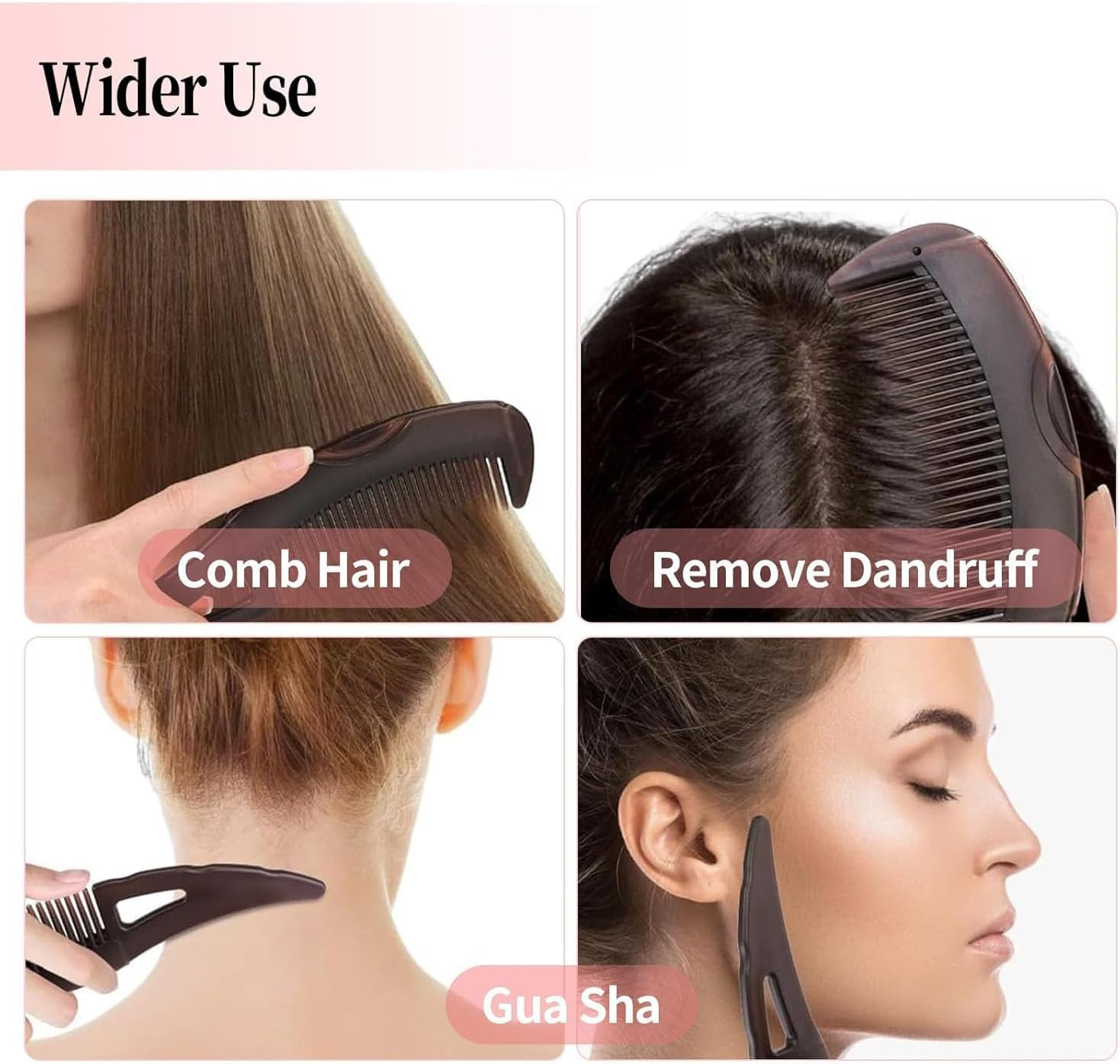 Stainless Steel Fine Tooth Dandruff Remover Combs, 3Pcs Hollow Tooth Hairbrush Dandruff Comb, Stainless Steel Lice and Psoriasis Remover for Scalp Detox image number 3