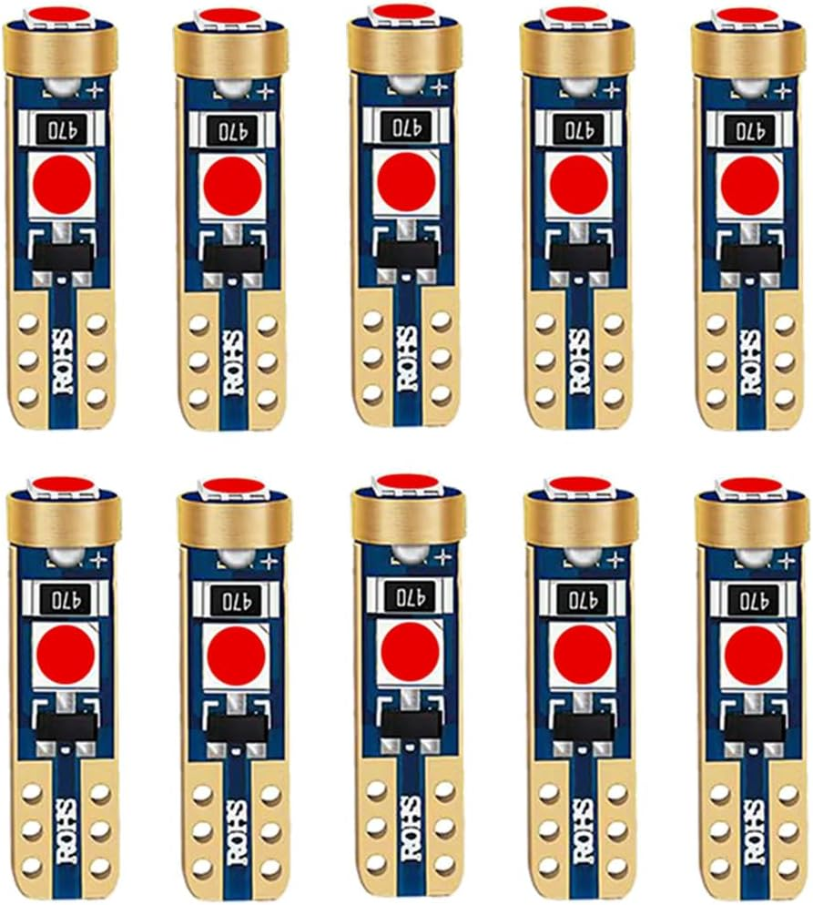 T5 Wedge 37 58 70 73 74 2721 LED Car Interior Instrument Panel Dashboard Cluster Gauge Glove Light Bulbs 6000K White 12V High Brightness Plug and Play No-Polarity, Pack of 10