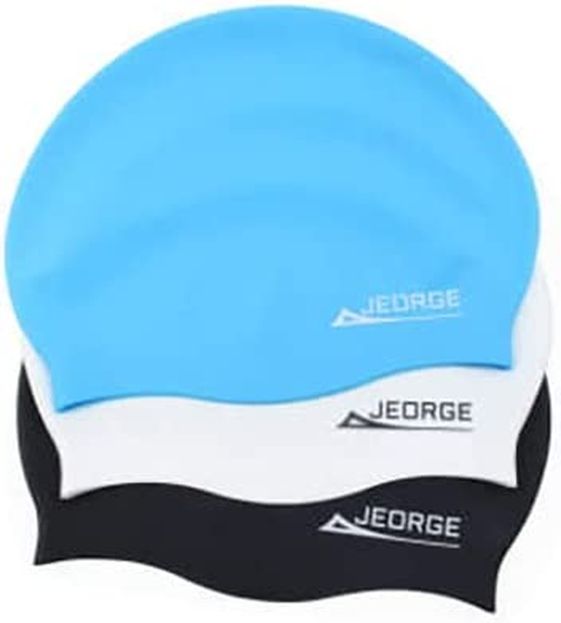 Jeorge Unisex-Adult Swim Cap Silicone (Black)