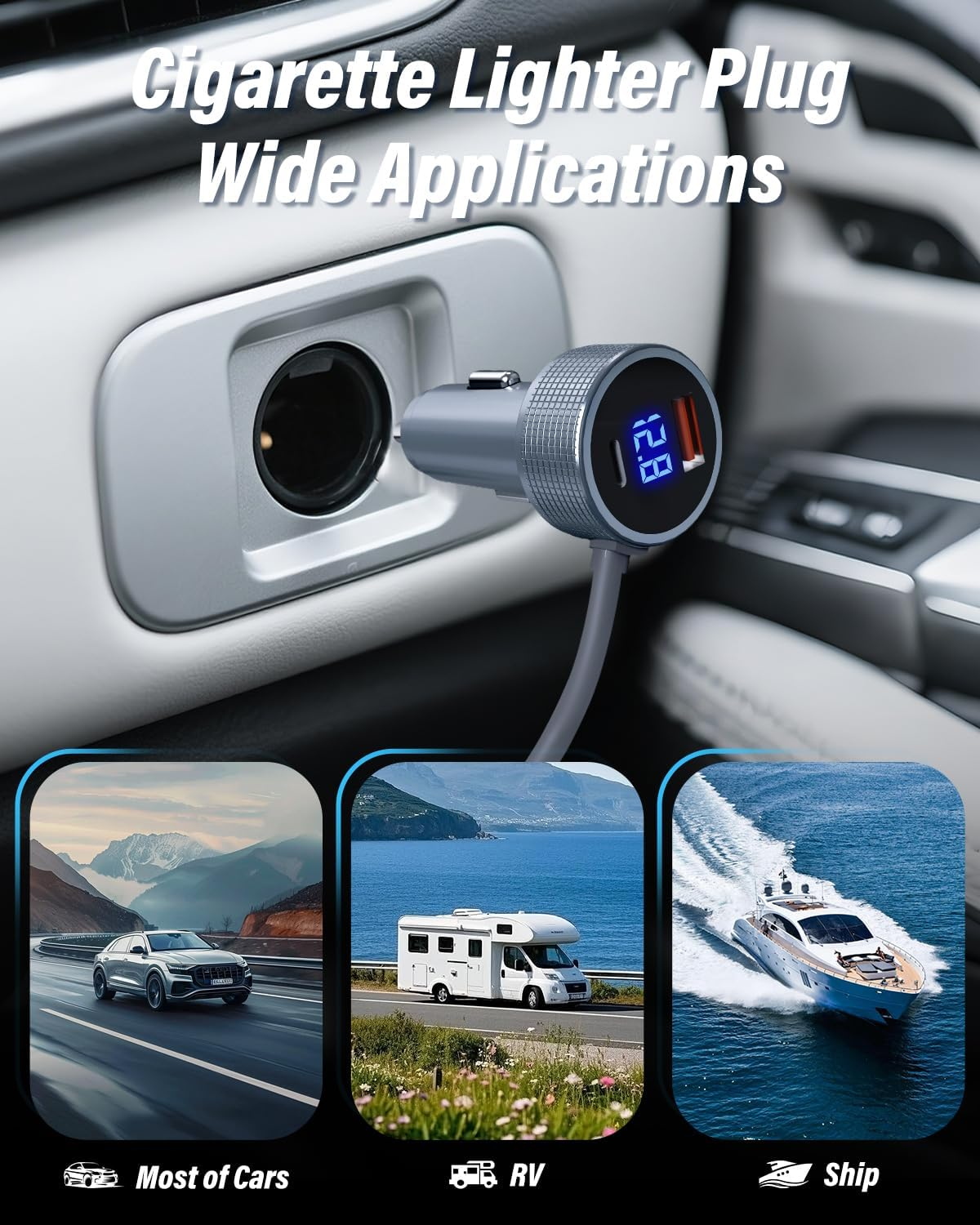 Starlink Mini 12V Car Adapter with Step up Converter, Cigarette Lighter Plug 12V to 36V DC Step up Converter (12-36V Input, 36V/1.67A Output), Starlink Mini Car Adapter Accessories image number 3
