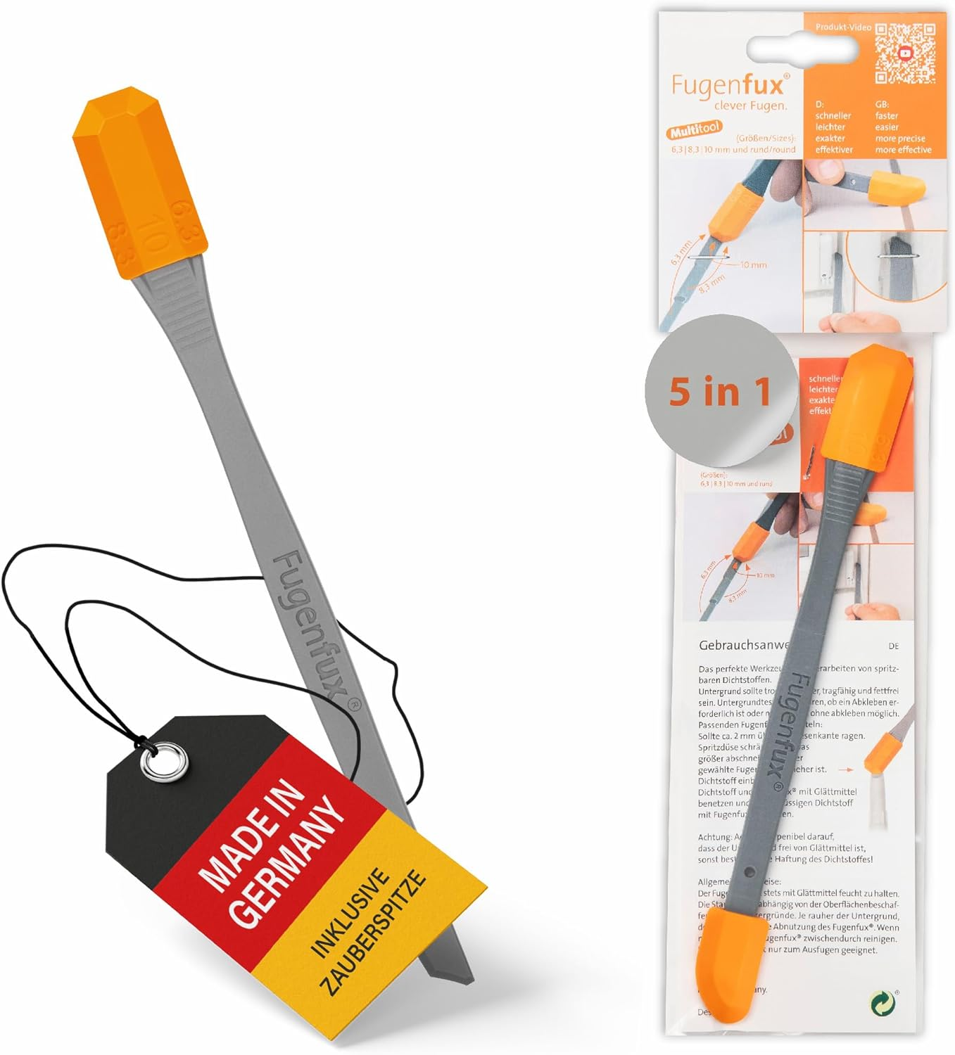 FUGENFUX&reg; Multitool 2-In-1 Joint Remover with Revolutionary Magic Tip and 5 Joint Shapes Versatile Joint Smoother Silicone Squeegee Made in Germany Ideal for Silicone, Acrylic & More image number 2