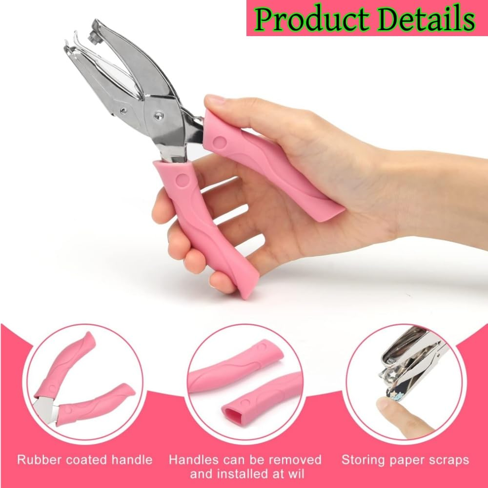 Fabselection 1PCS Hole Punch,Small Mini Tiny Shaped Love Metal Single Handheld Hole,Paper Punch Punchers with Soft-Handled,For DIY Craft Paper Tags Clothing Ticket Scrapbook Tool (Love Shaped) image number 2