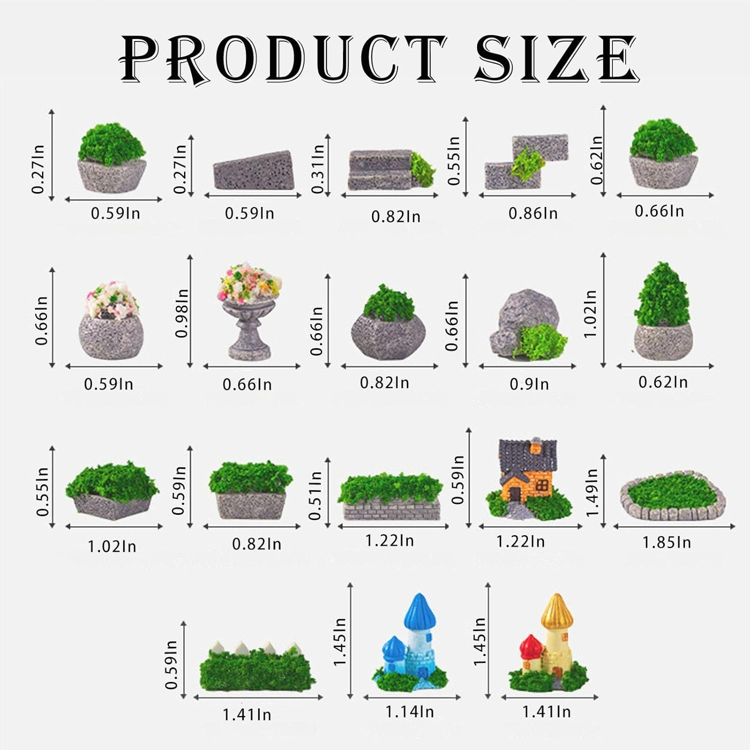 Miniature Fairy Garden Decoration Set - Mini Castle, Flower Bed, Grass Bricks and Lawn for DIY Crafts, Fairy Garden Decorations, Tiny House Accessories, Whimsical Mini Garden Decor