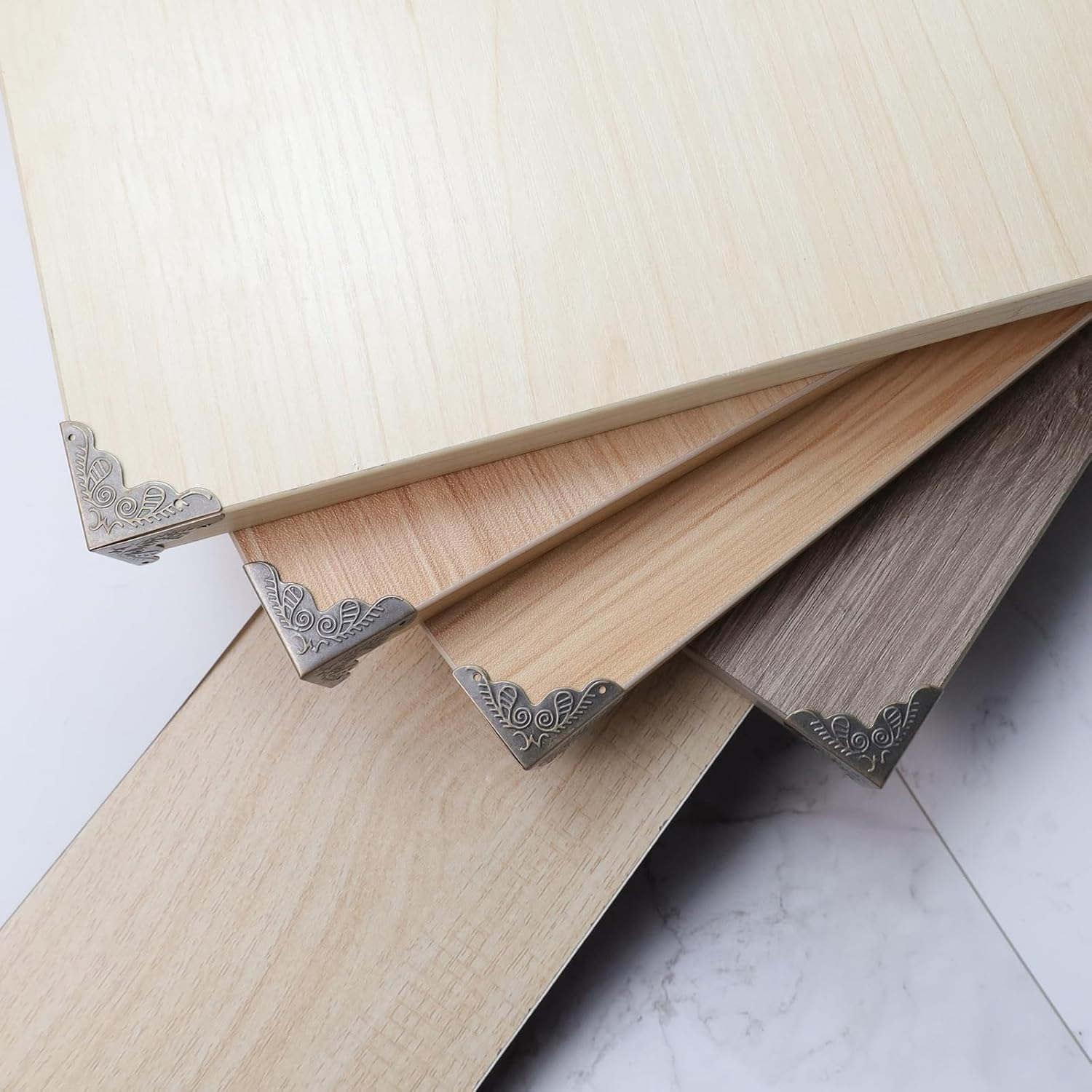 Bitray 48Pcs Antique Corner Decorative Corner 25Mm Vintage Edge Guard Bronze Tone Box Corner Protector with Screws - Bronze image number 5