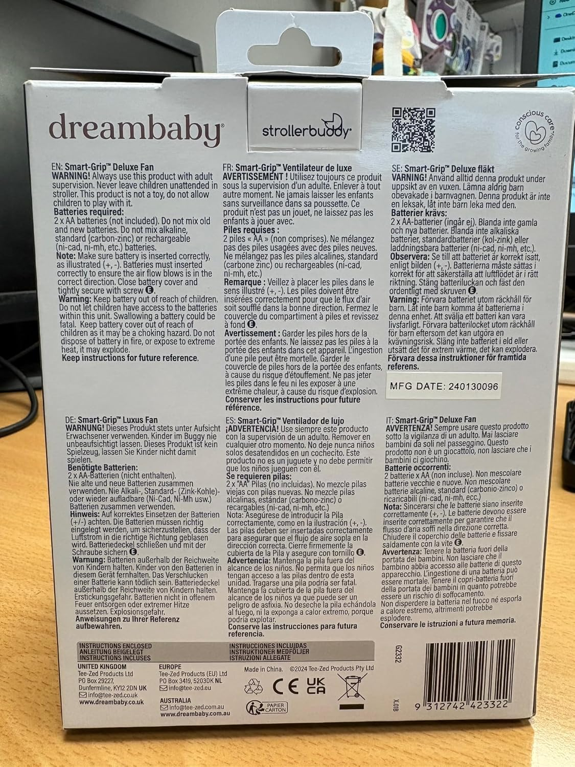 Dreambaby Pram Fan, Tripod Clip on Fan, Stroller Fan for Babies, Handheld Fan, Desk Fan, Portable Fan. Deluxe Smart-Grip Battery Tripod Fan. Cooling Fan for Stroller, Car Seat, Cot, Desk, Gym image number 2