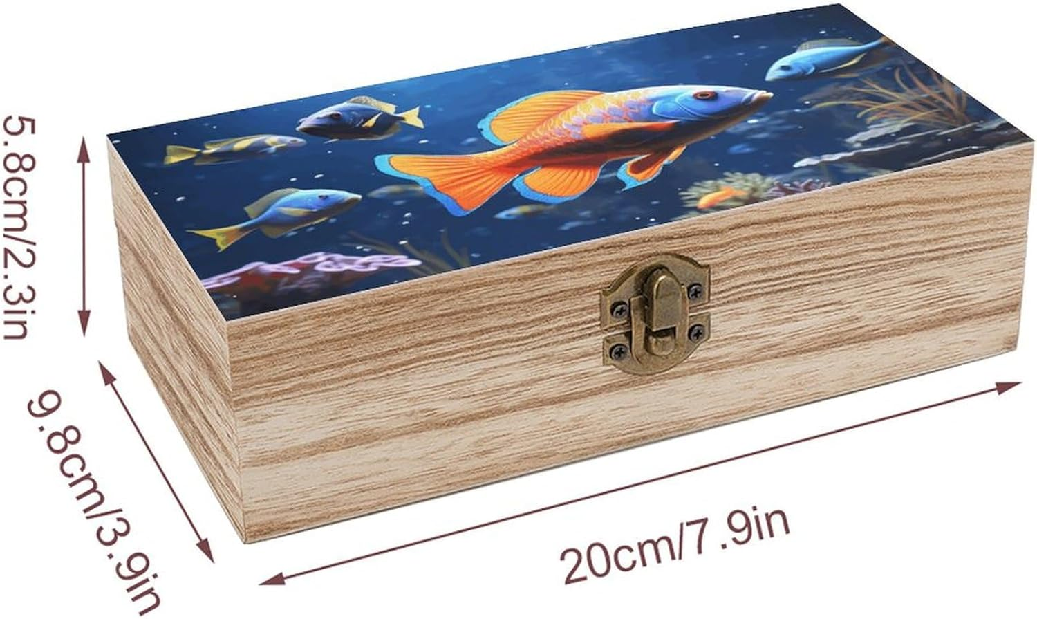 Fishs Wooden Box Wood Wedding Keepsake Boxes with Lids Small Decorative Boxes Lightweight Wooden Memory Storage Box for Crafts Keepsakes Jewelry Photo Letter Storage image number 5
