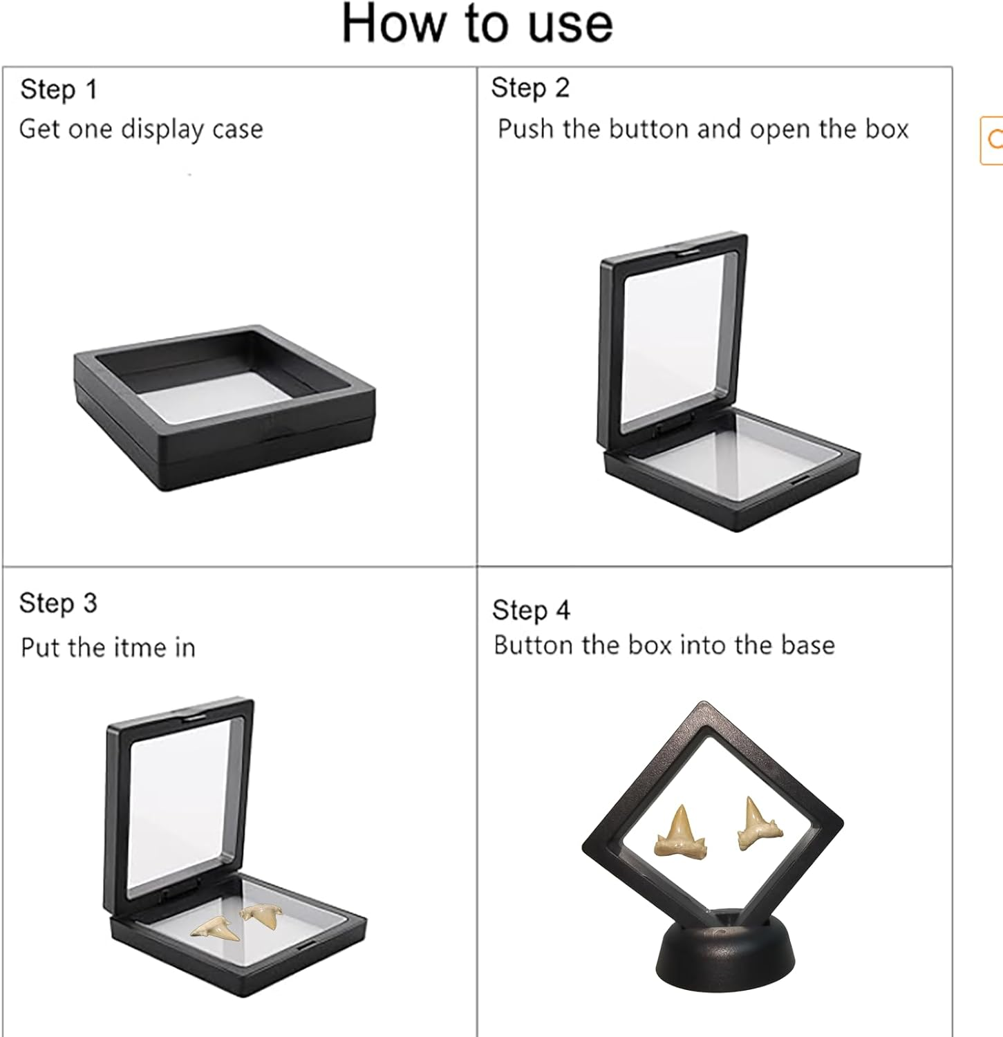 2Pack Shark Tooth Holder, Sealed Box for the Shark Tooth Display Case, Shark Teeth Holder to Prevent Dust and Oxidation, 3D Floating Display for Shark Tooth Holder image number 3