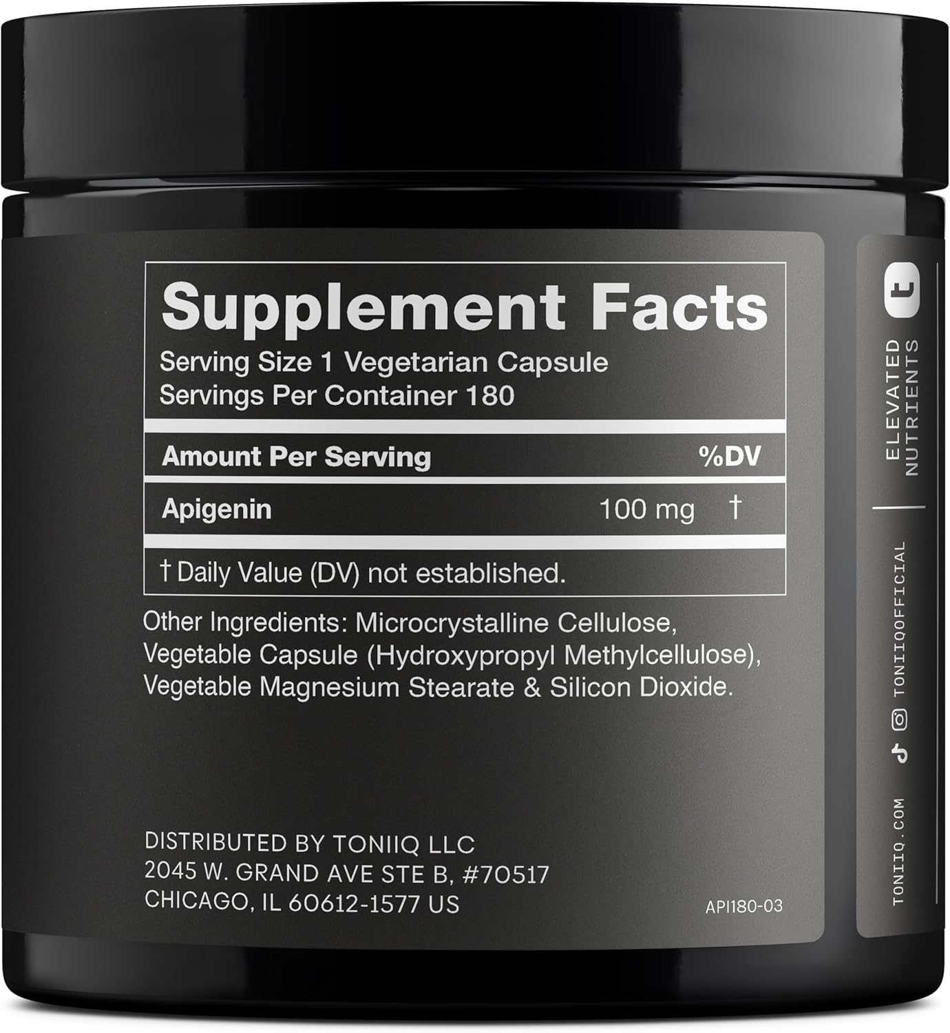 Ultra High Strength Apigenin - 100Mg Concentrated Formula - 98%+ Highly Purified and Highly Bioavailable - 180 Vegetarian Capsules