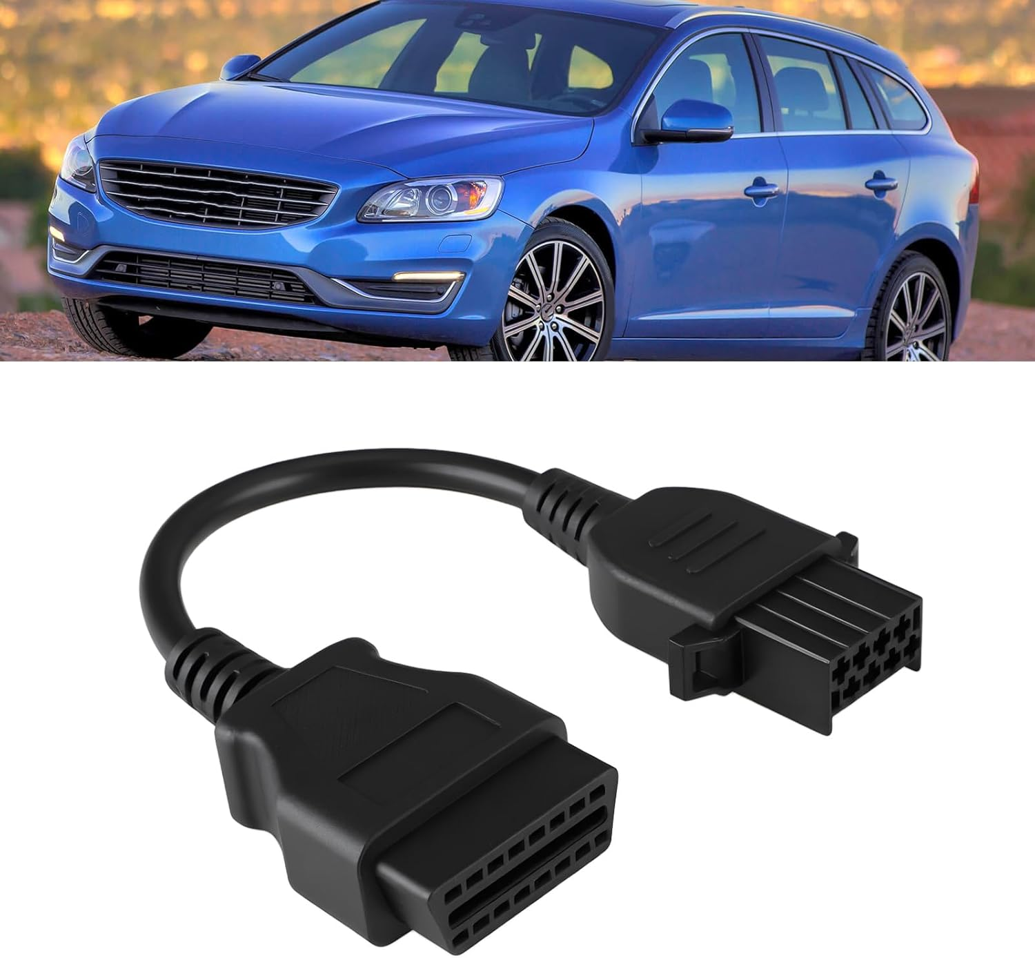 Emagtech Car 16Pin Male OBD2 to 8Pin Female OBD2 Diagnostic Connection Cable Compatible with Volvo Automotive Fault Diagnosis Adapter Cable image number 4