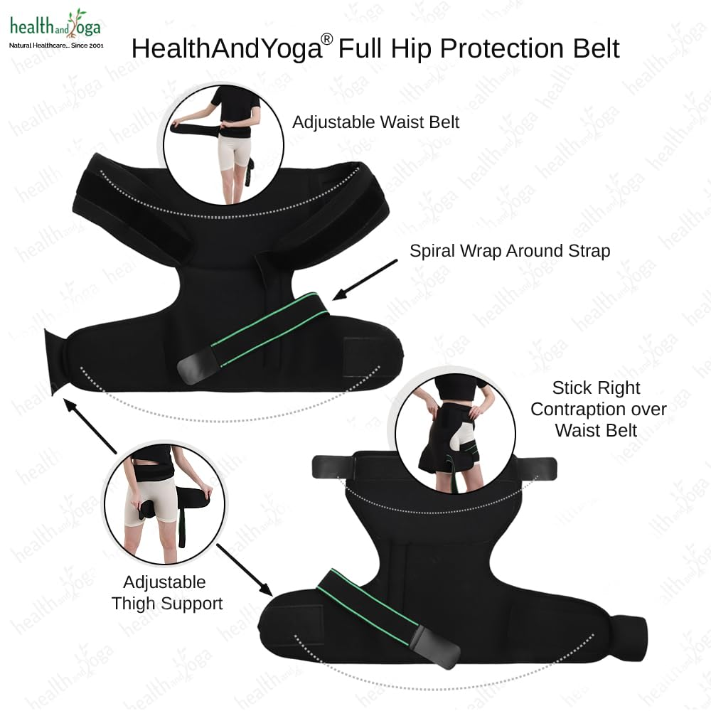 Healthandyoga&trade; Hip Protection Belt &ndash; Binder Support Brace and Rehabilitation Aid &ndash; Reduces Chances of Falls, Hip Fractures & Injuries in Old Age or Post-Surgery Recovery &ndash; Free Size, Unisex (Both Sides) image number 4