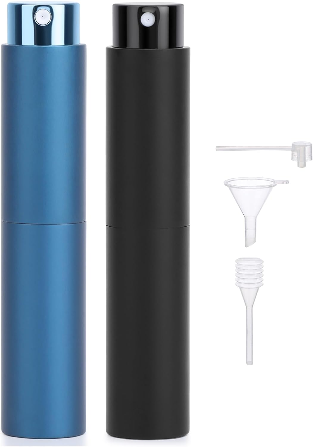 Segbeauty Travel Perfume Refillable Bottle, Perfume Atomiser, 2Pcs 10Ml Scent Perfume Dispenser, Portable Perfume Spray Bottle, Perfume Container Leakproof for Party, Date (Black, Blue)