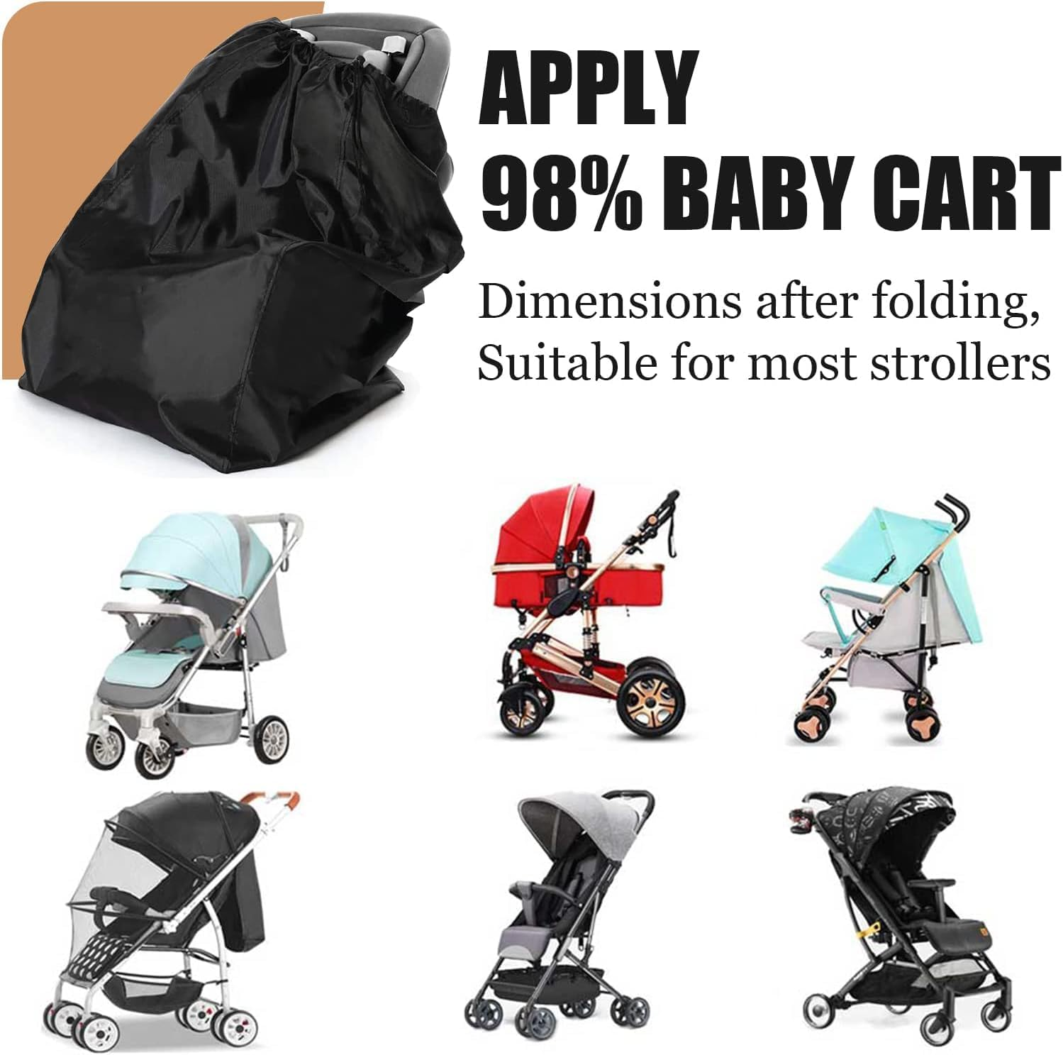Pacify Infant Car Seat Travel Bag, Universal Baby Car Seat Dust Cover Gate Check Stroller Bag with Handle & Drawstring for Airplane Travel image number 3