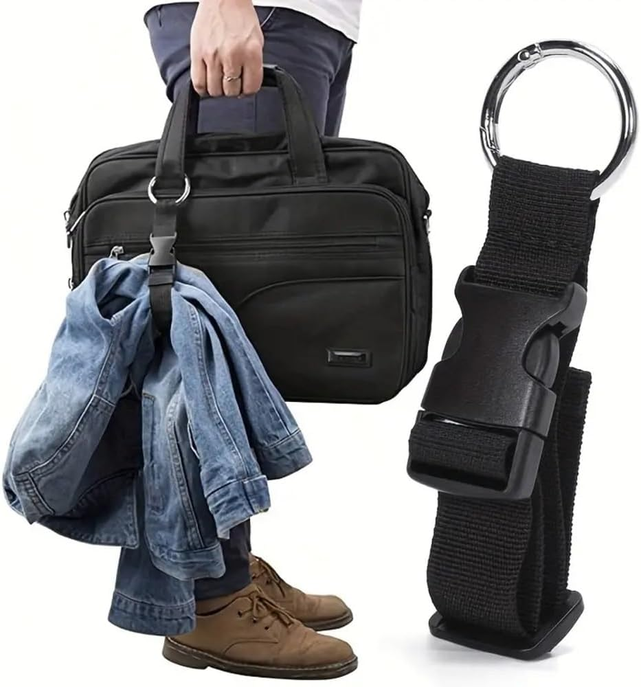 2 Pcs Add a Bag Luggage Straps for Suitcases with Buckle & Ring Hook, Adjustable Travel Carry-On Baggage Luggage Belt, Gripper Strap Clip for Backpack Hat Accessories (Black, 10CM) image number 4
