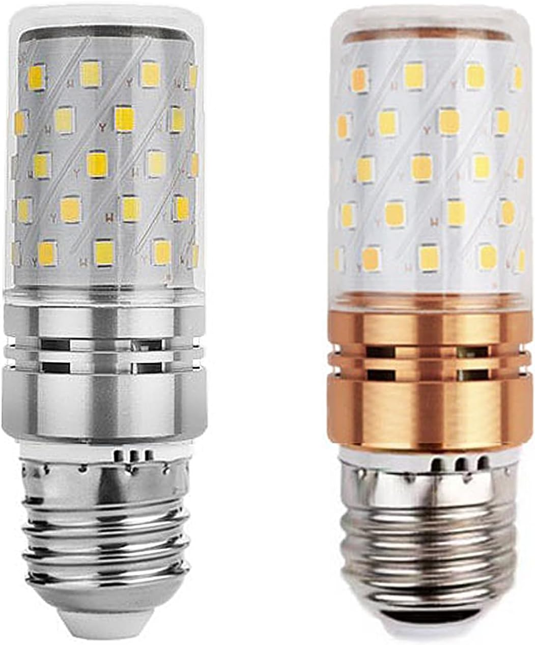 2Pcs E27Led Corn Bulb, Energy-Saving Led Light Bulb,E27 Edison Screw Bulb,12W Constant Current Model White Light 6000K,280&deg; Beam, Household Non-Dimmable，No Flash [Silver,Gold] image number 6