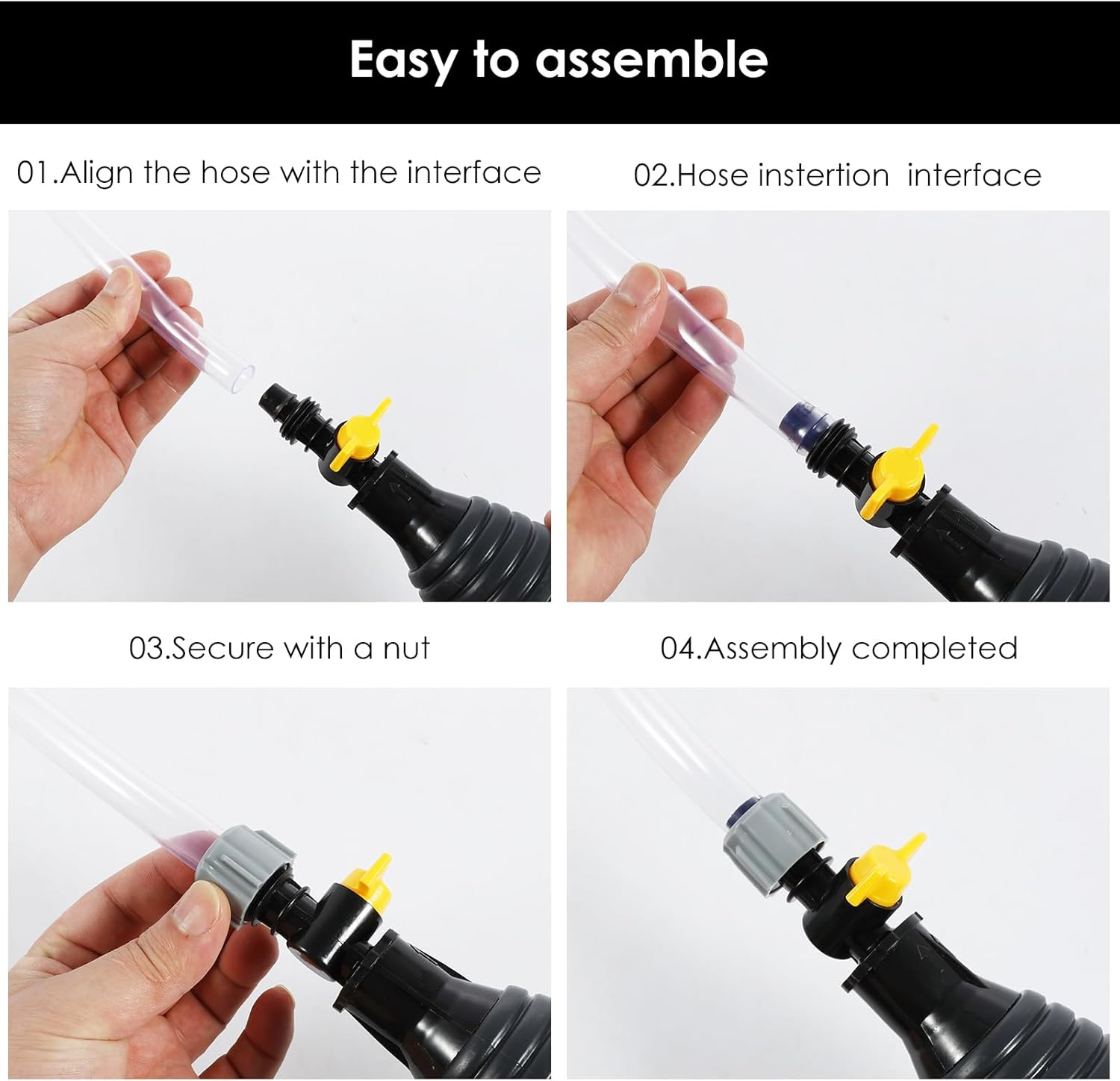 DJAPWPX Siphon Pump for Gasoline with Flow Valve and Fixing Buckle, Multifunctional Liquid Sucker Pump, Potable Siphon Hand Pump for Gas Gasoline Petrol Diesel Oil Liquid Water image number 2