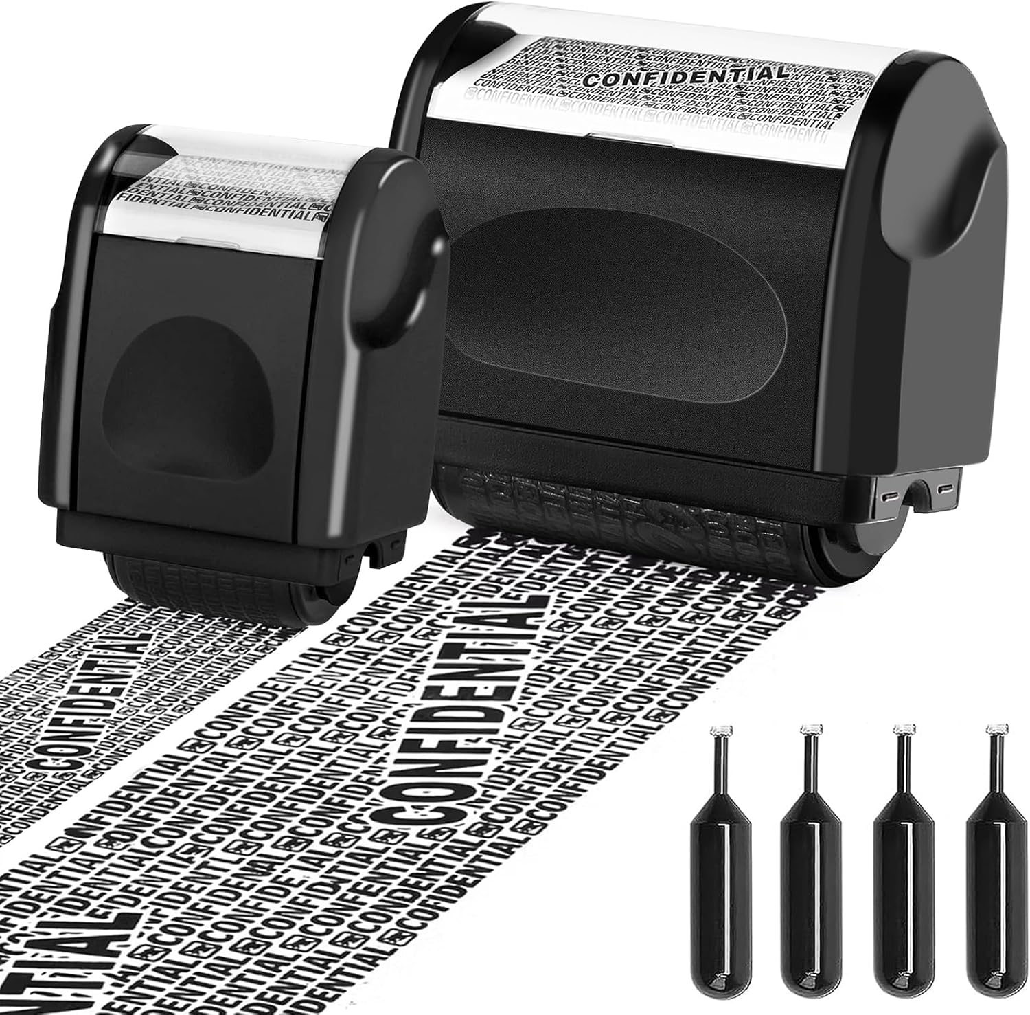 Identity Theft Protection Roller Stamp, 1 Refill Ink - Confidential Roller Stamp for Identity Protection & Security Stamps- Blocking Out Privacy Information and Guard Your Address and ID
